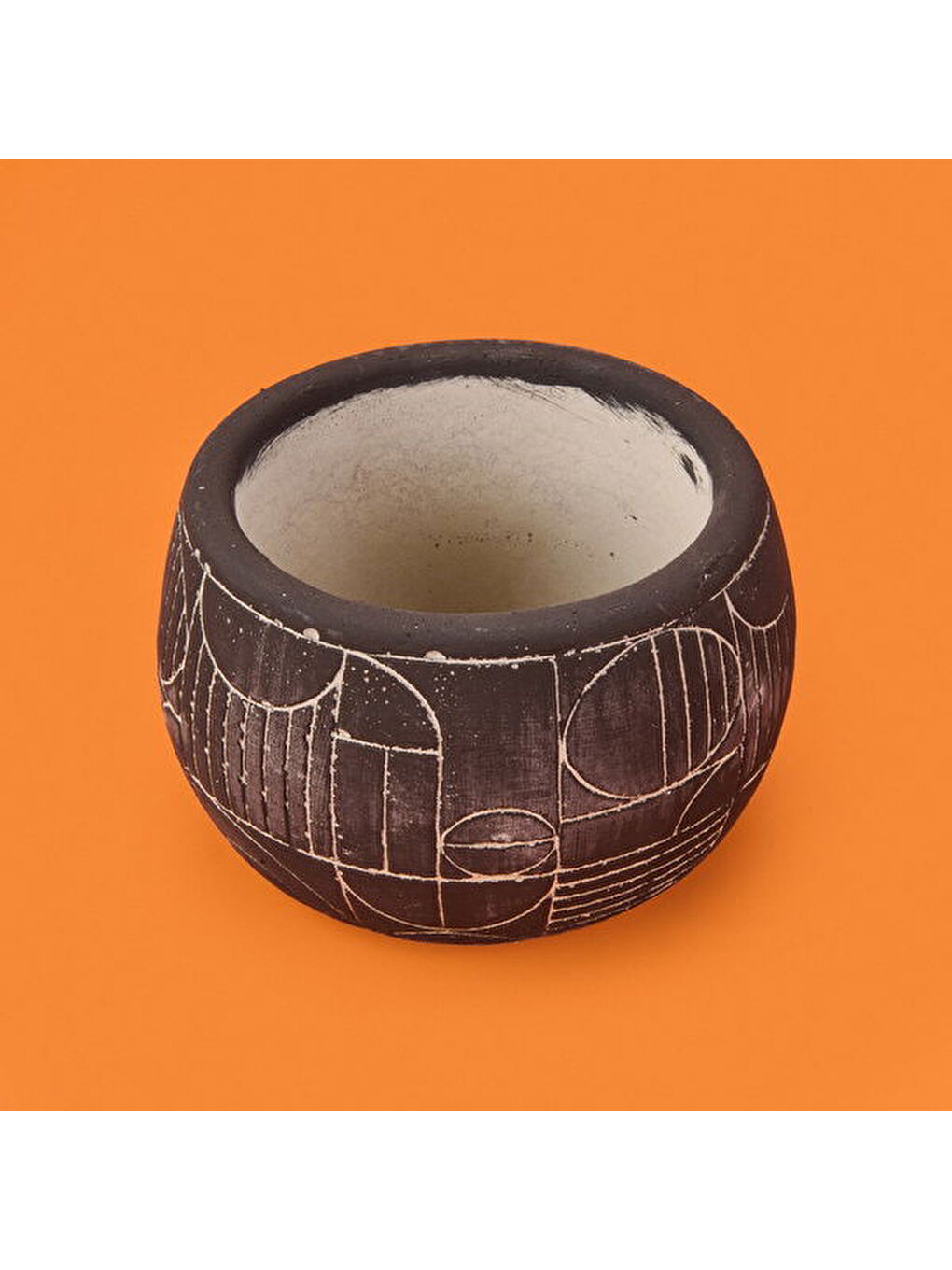 Boho Desenli Beton Saksı - Siyah - 14x12,5 cm-4