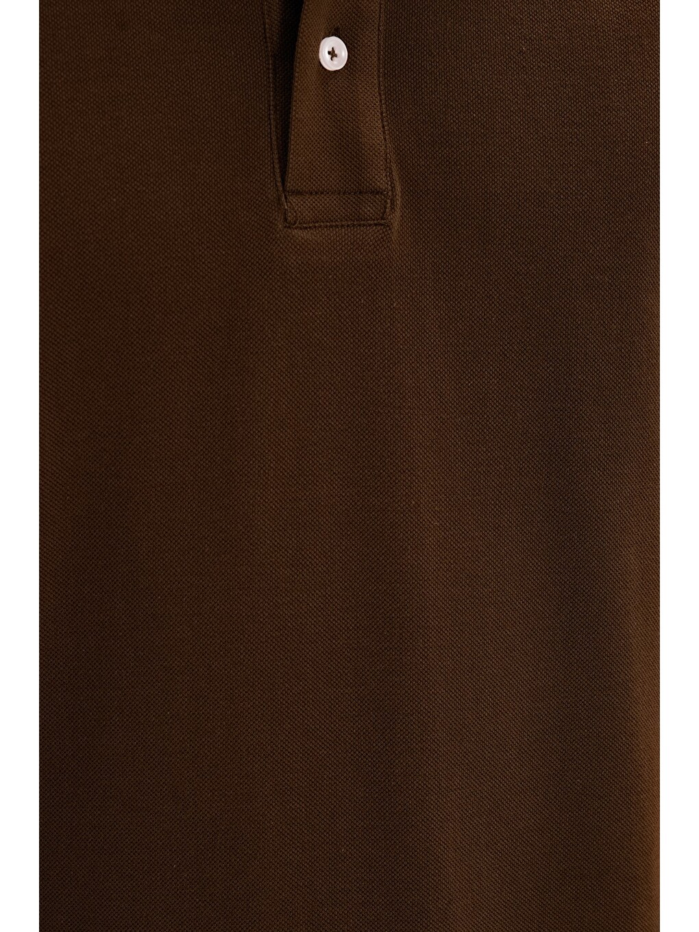 Erkek Slim Fit Dar Kesim %100 Pamuk Kısa Kollu Polo Yaka Kahverengi Tişört-4