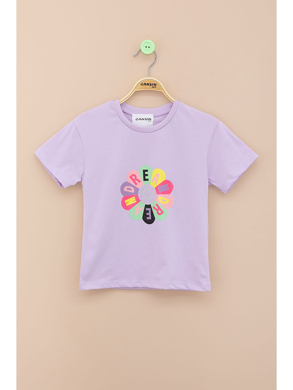 Lila Dream Baskılı Payetli Kız Çocuk Kısa Kol Tişört 21001