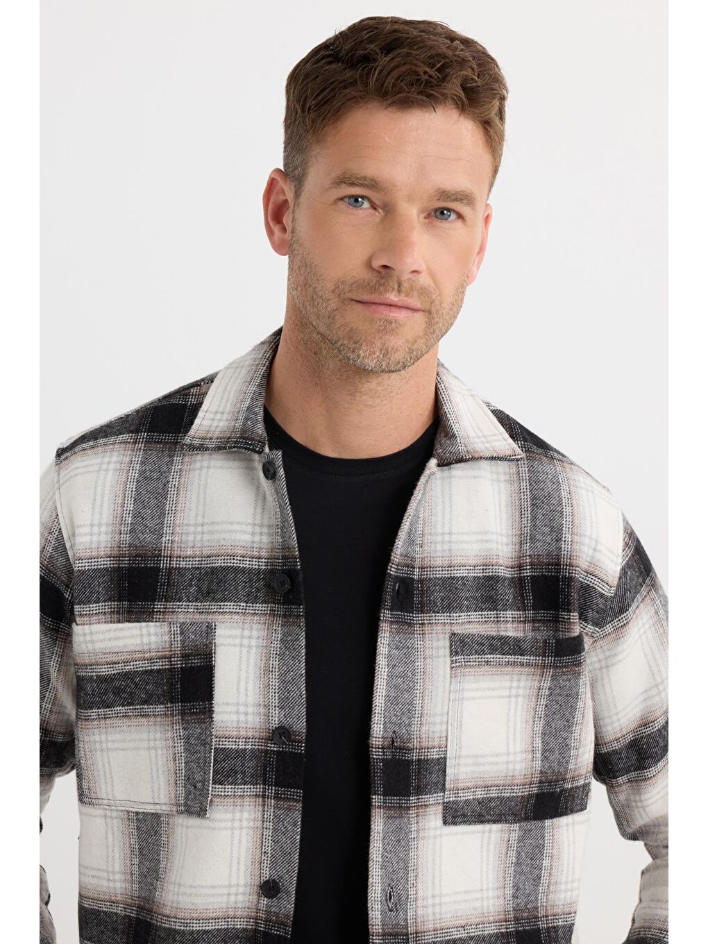 Karışık Erkek Regular Fit Normal Kesim Çift Cepli Kışlık Oduncu Kareli Gömlek-1