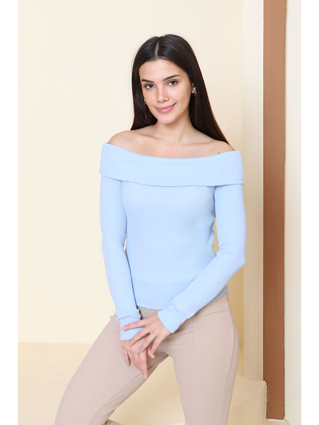 Madonna Yaka Kaşkorse Uzun kollu Bluz Bebe Mavi - 27897-BEBE-MAVI-2