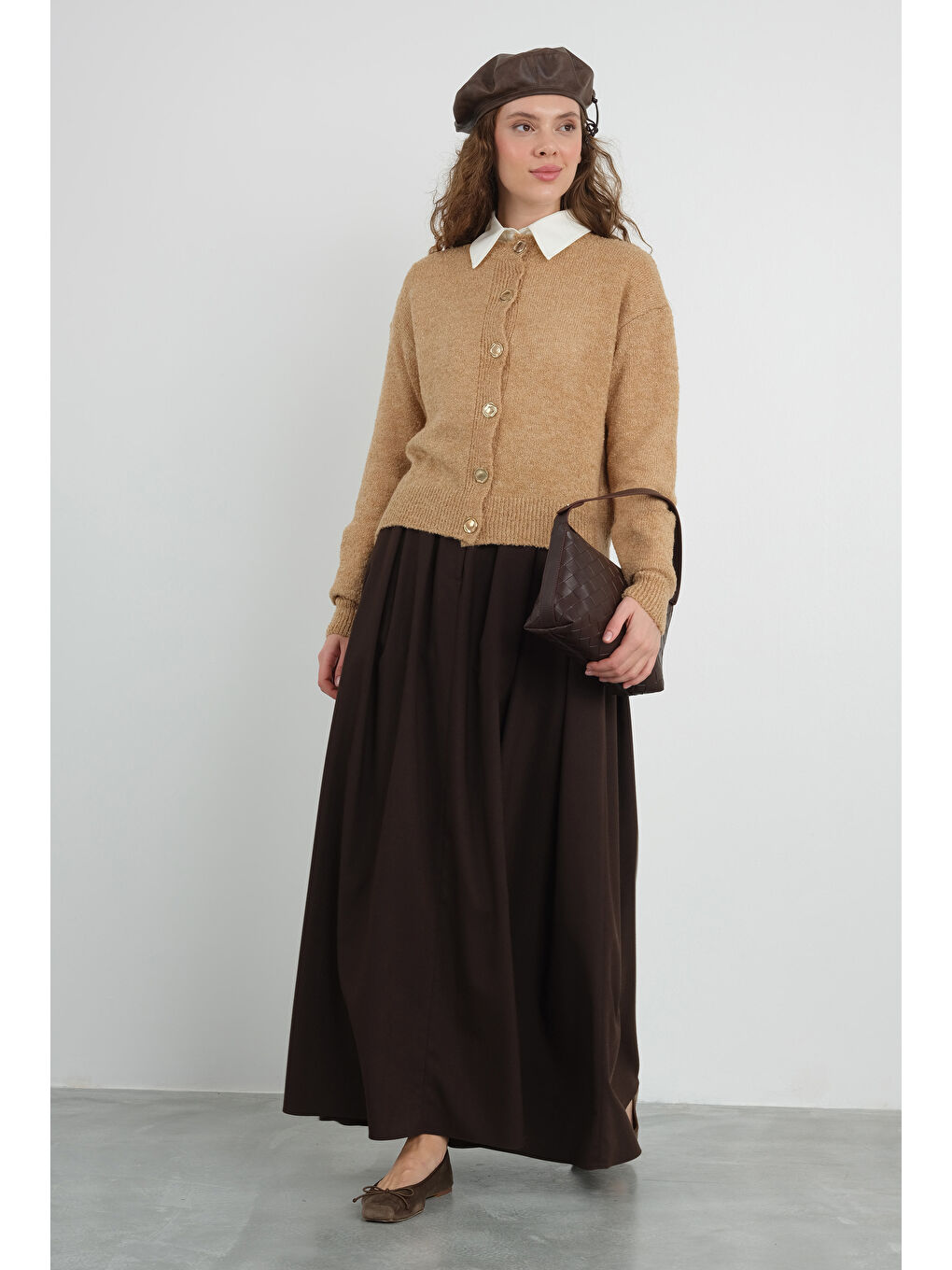 Kahverengi Buklet Hırka Sütlü Kahve-4