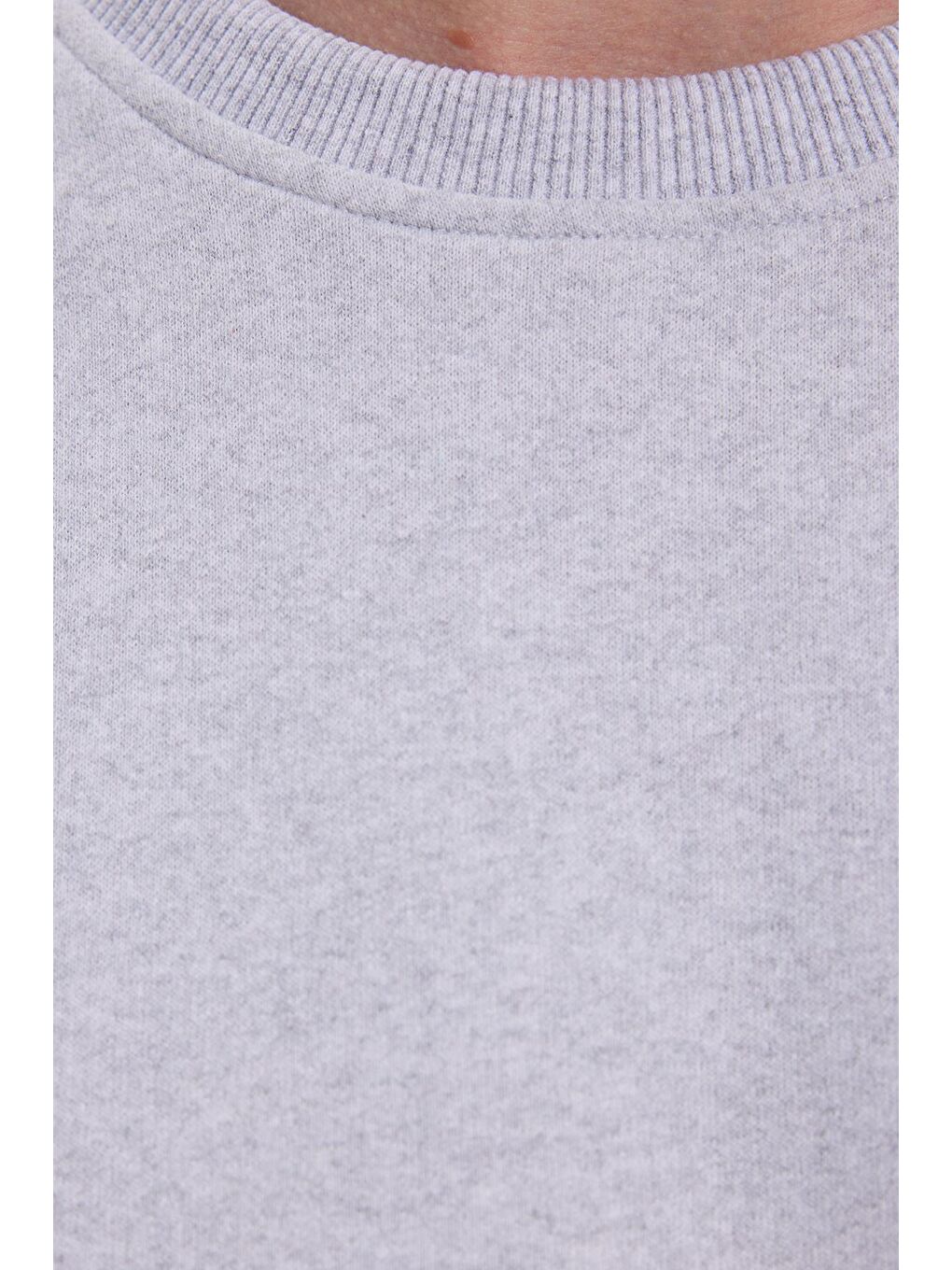Erkek Relax Fit Rahat Kesim %100 Pamuk 2 İplik Bisiklet Yaka Gri Sweatshirt-6
