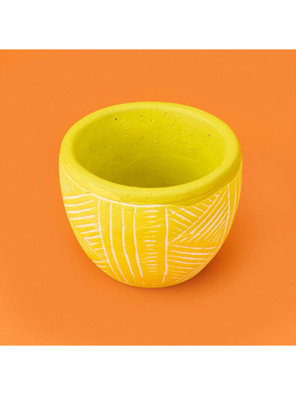 Duvar Desenli Beton Saksı - Sarı - 13,5x12,5 cm-2