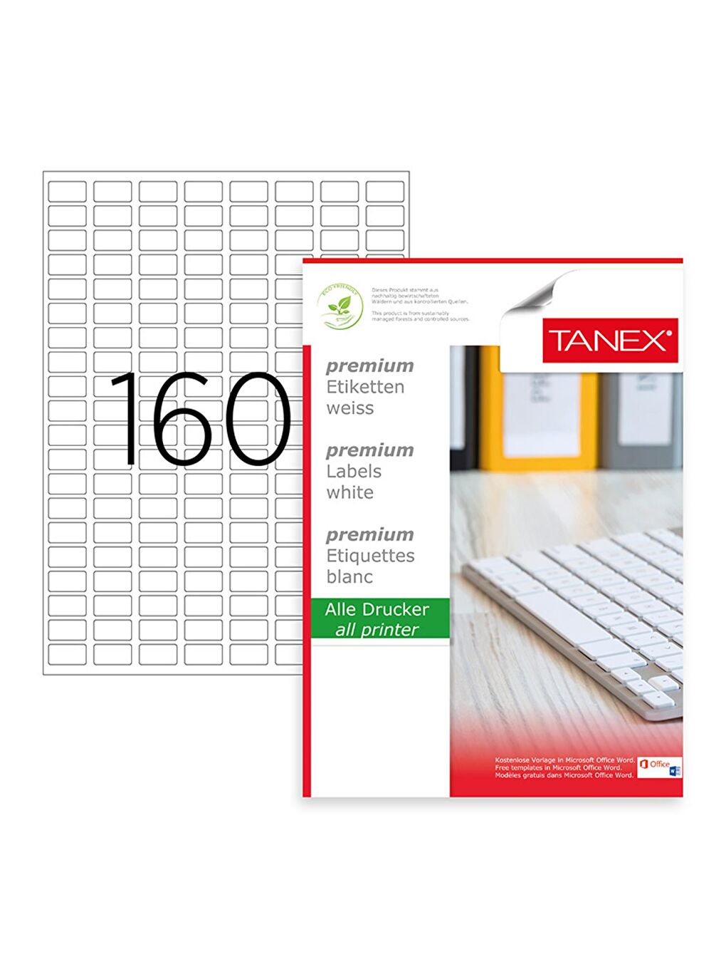Tanex TW-2280 Beyaz Laser Etiket 22x12 mm 100 Adet