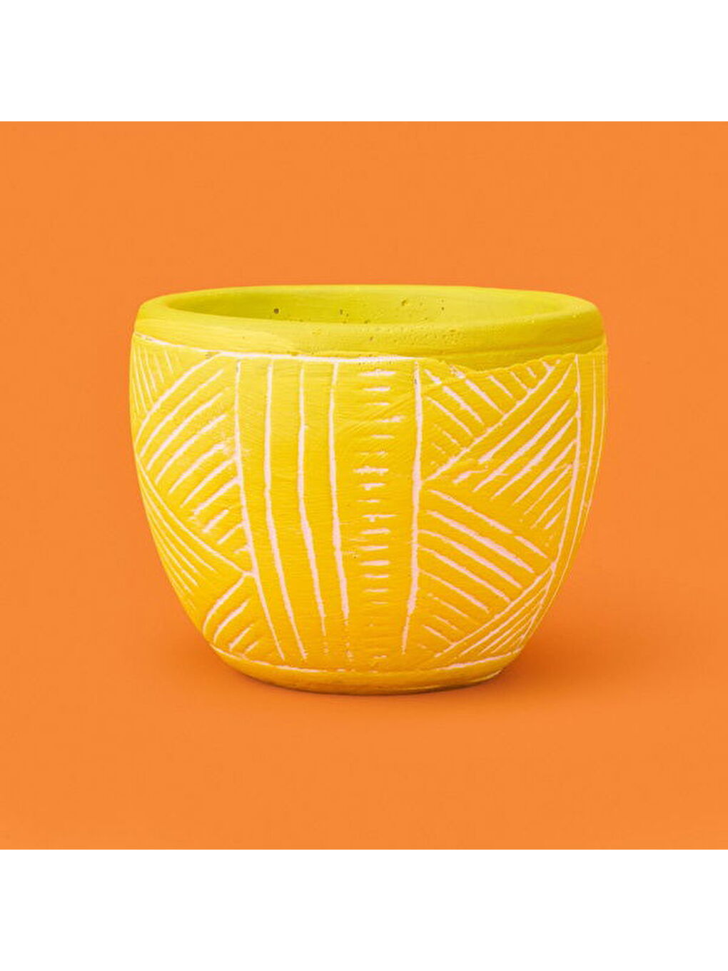 Duvar Desenli Beton Saksı - Sarı - 13,5x12,5 cm-4