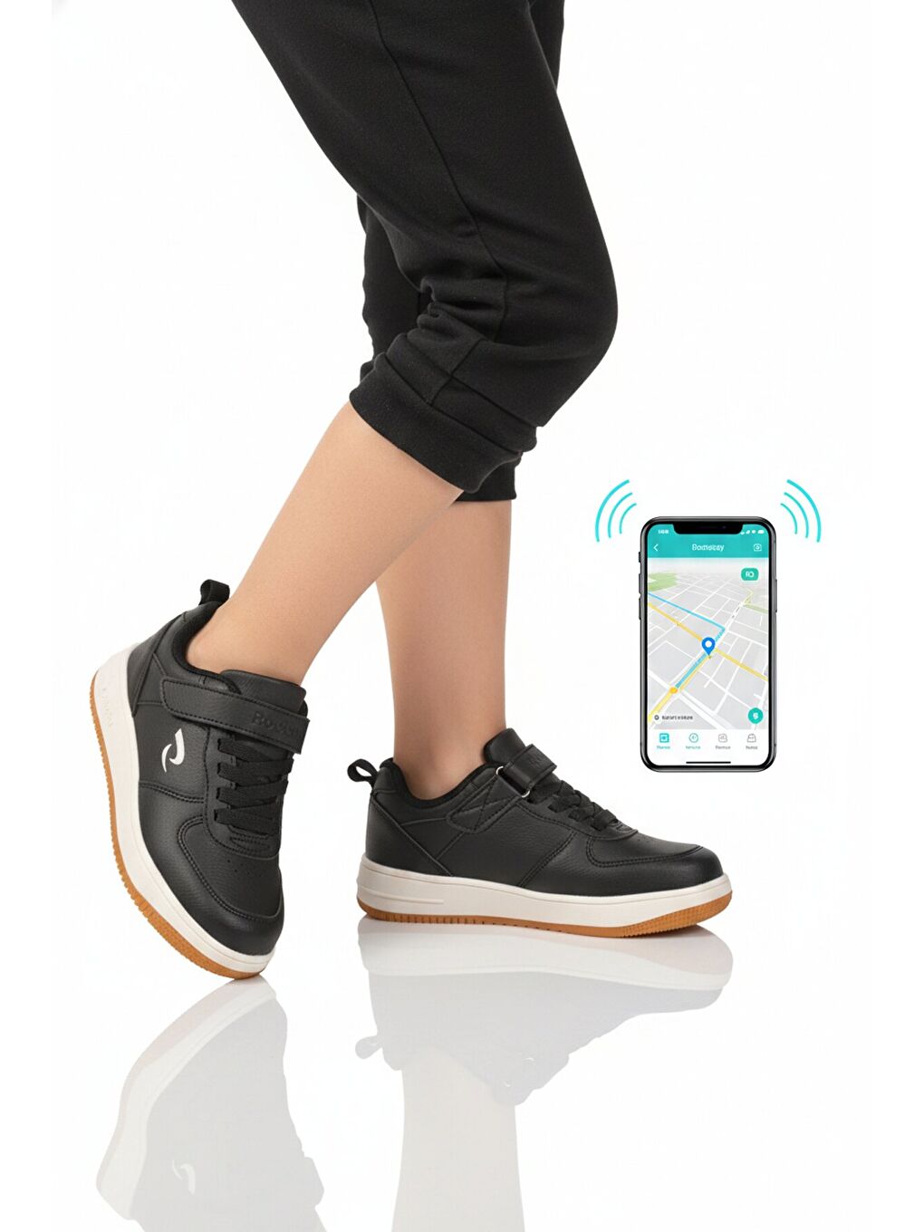 Siyah Gps Takip Özellikli Unisex Çocuk Spor Ayakkabı Follow F-1