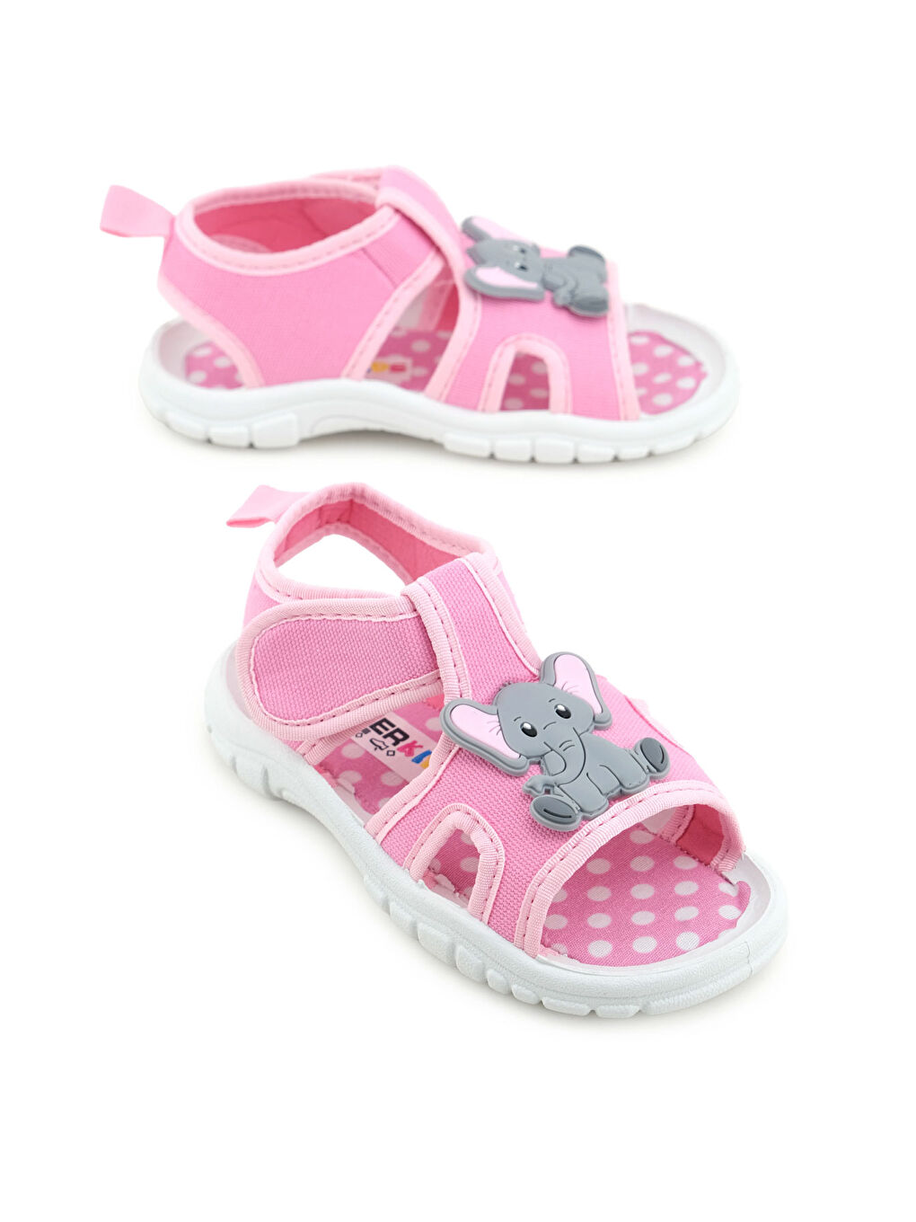 Pembe Kız Çocuk Bilekten Cırtlı Ayarlanabilir PVC Rahat Esnek Taban Günlük Sandalet