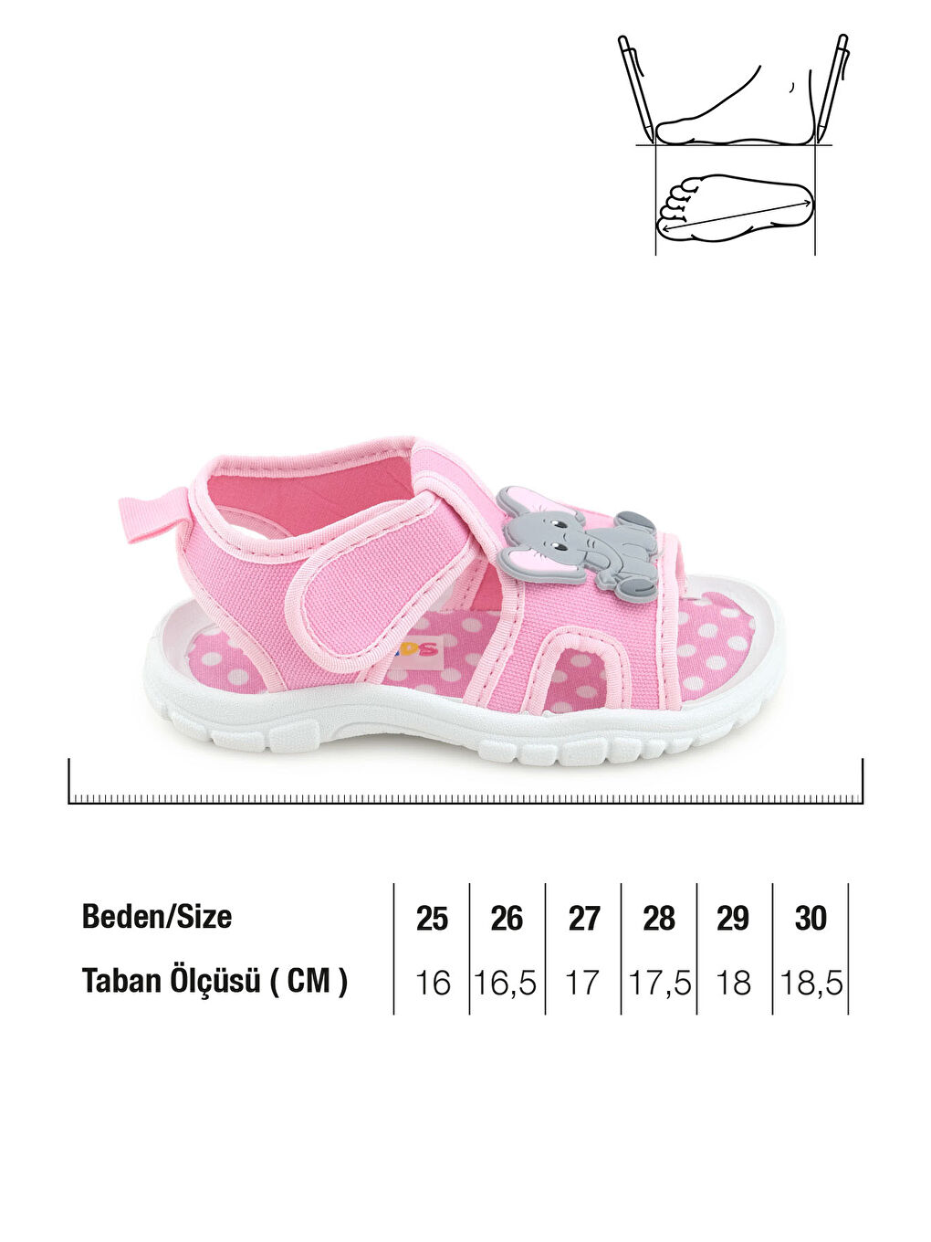 Pembe Kız Çocuk Bilekten Cırtlı Ayarlanabilir PVC Rahat Esnek Taban Günlük Sandalet-1