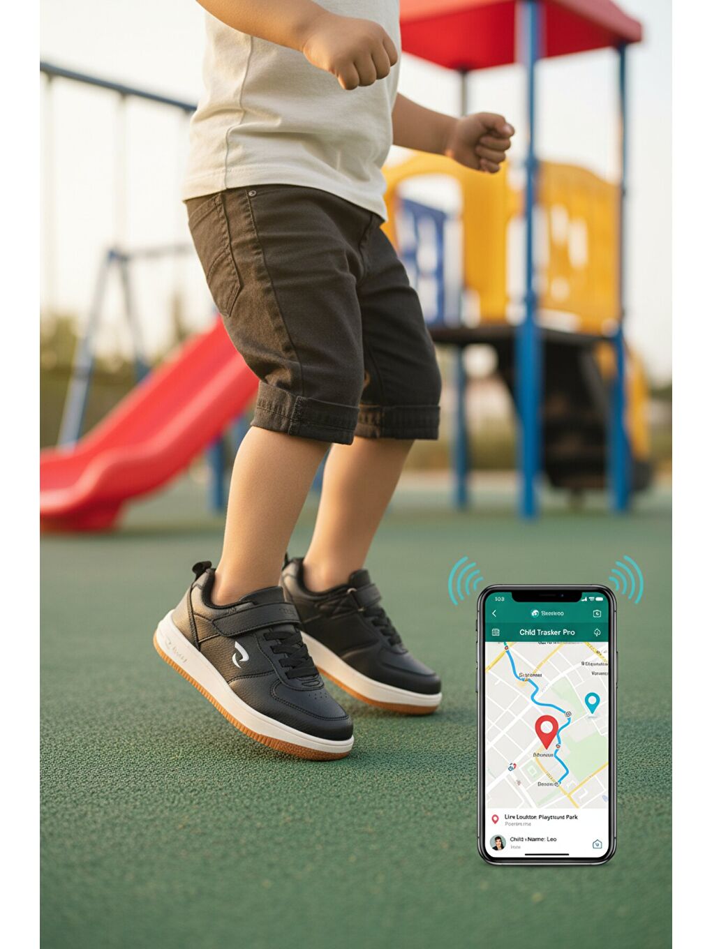 Siyah Gps Takip Özellikli Unisex Çocuk Spor Ayakkabı Follow F-2