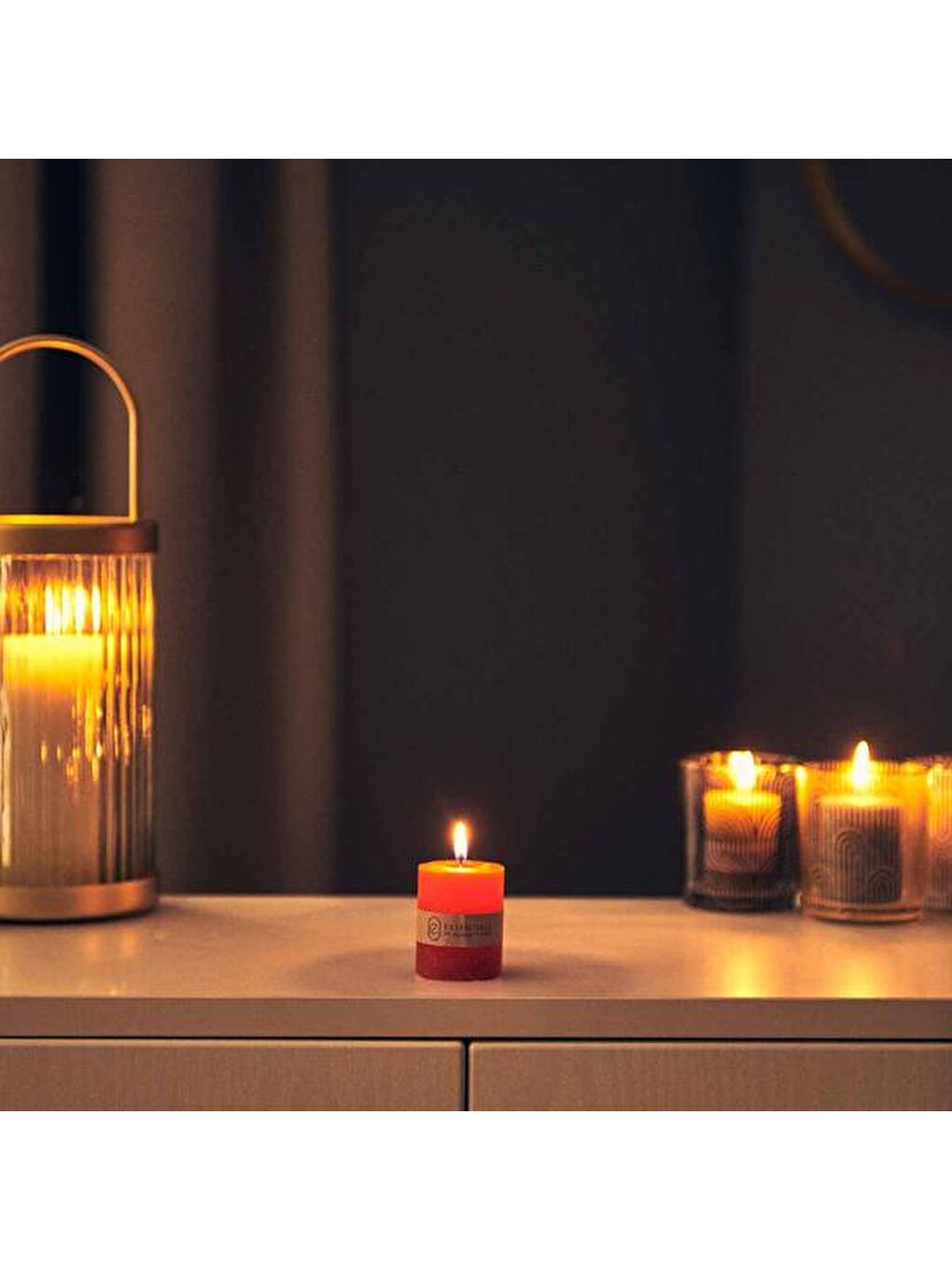 Dekoratif Sütun Mum - Kırmızı - 4x5 cm
