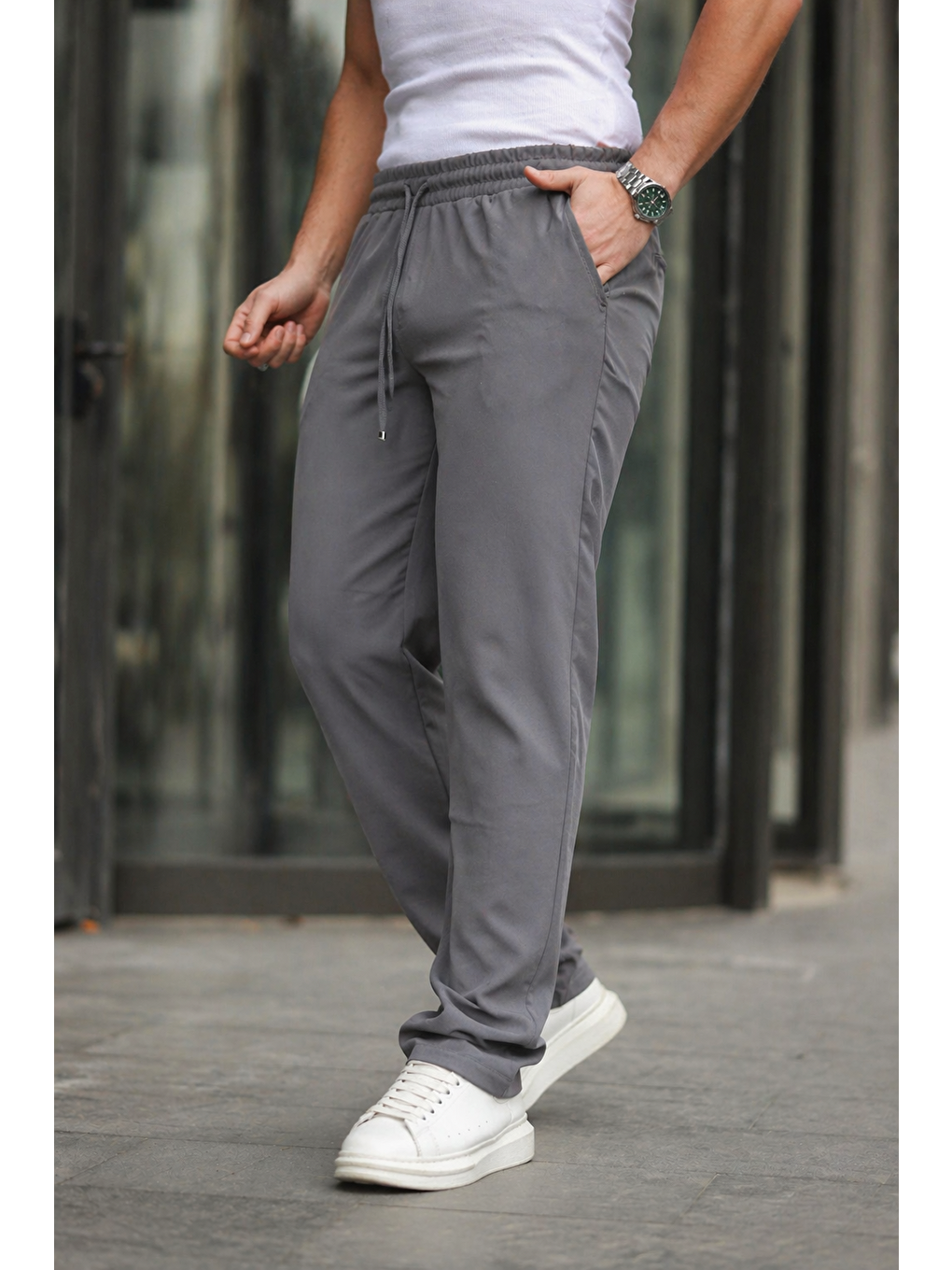 Antrasit Erkek Bol Paça Baggy Pantolon-4