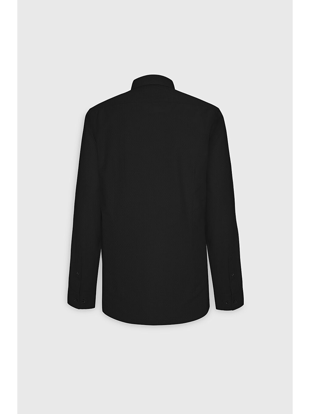 Erkek Siyah Pamuklu Slim Fit Dar Kesim Klasik Yaka Armürlü Gömlek-9
