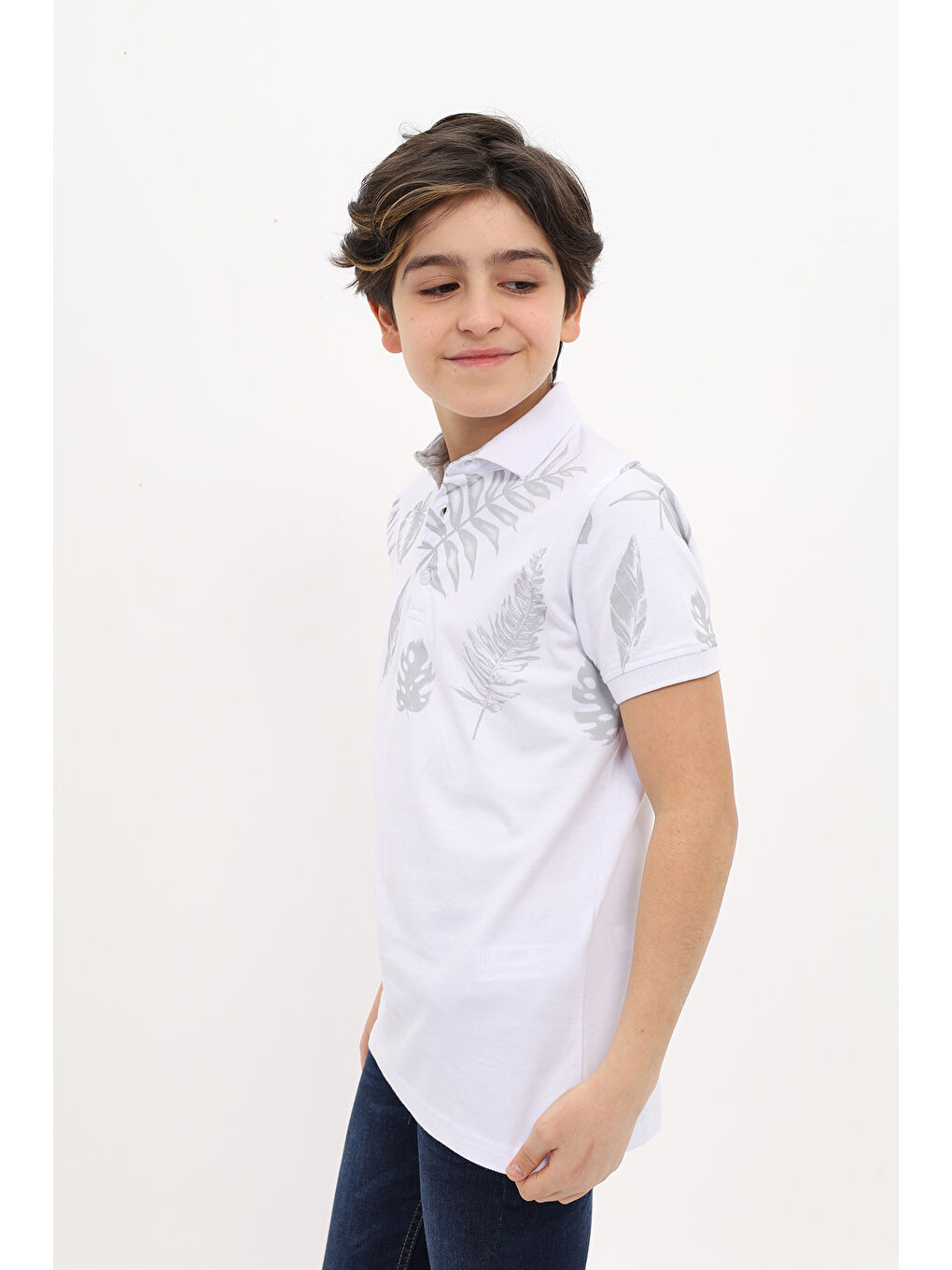 Beyaz Erkek Çocuk Baskılı Tişört-1