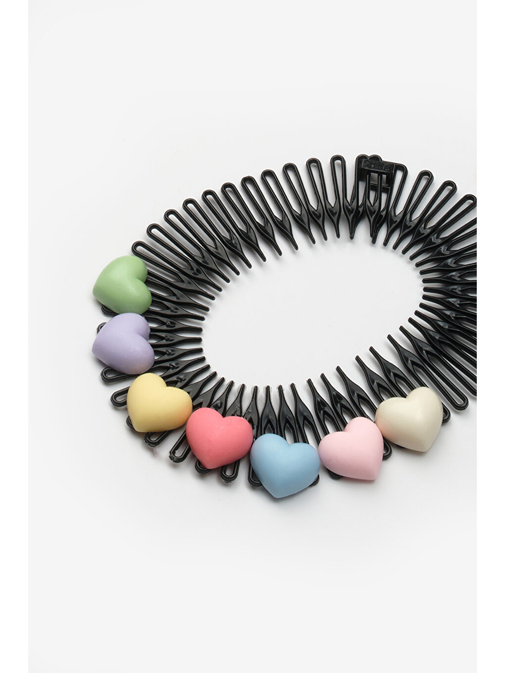 Karışık Çok Renkli Kalp Figürlü Kız Çocuk Zigzag Saç Bandı-1