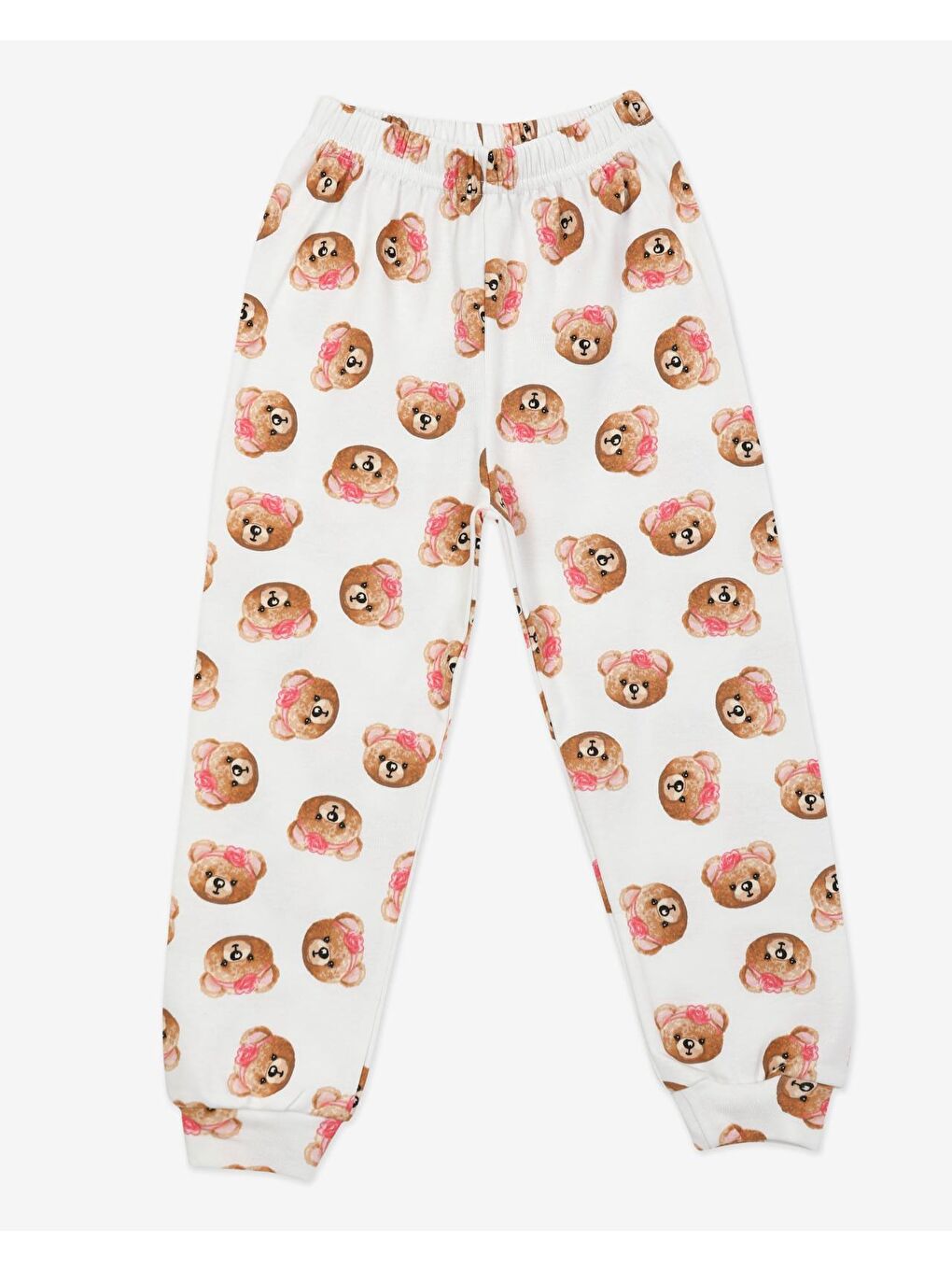 Ekru Bebe Yaka Düğmeli Kız Çocuk Pijama Takımı-2