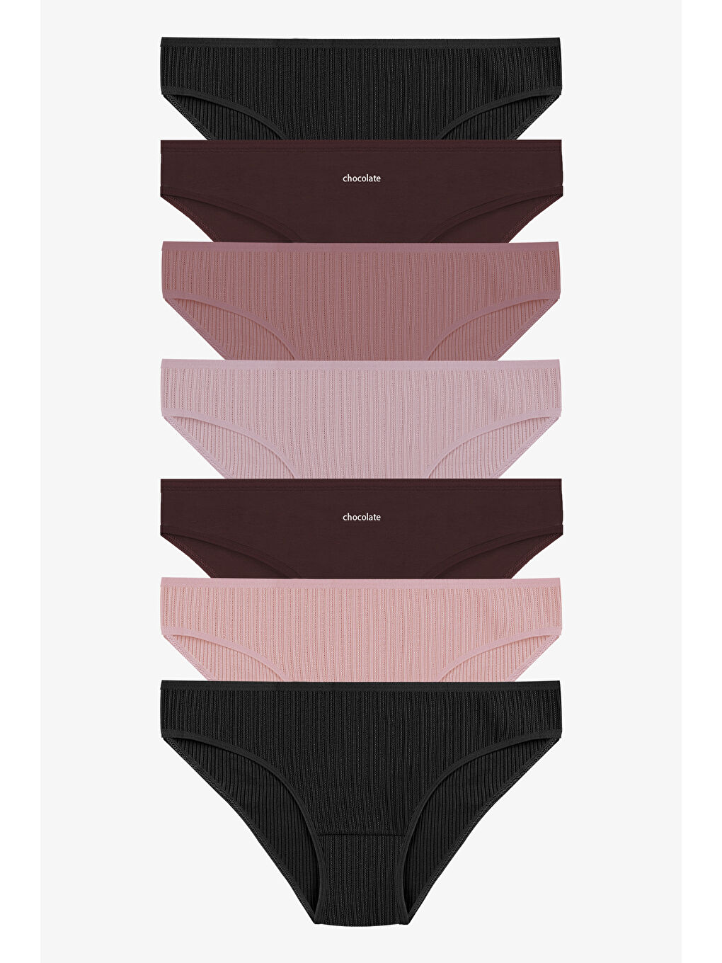 Kahverengi Kadın 7'li Desenli Pamuklu Elastanlı Külot