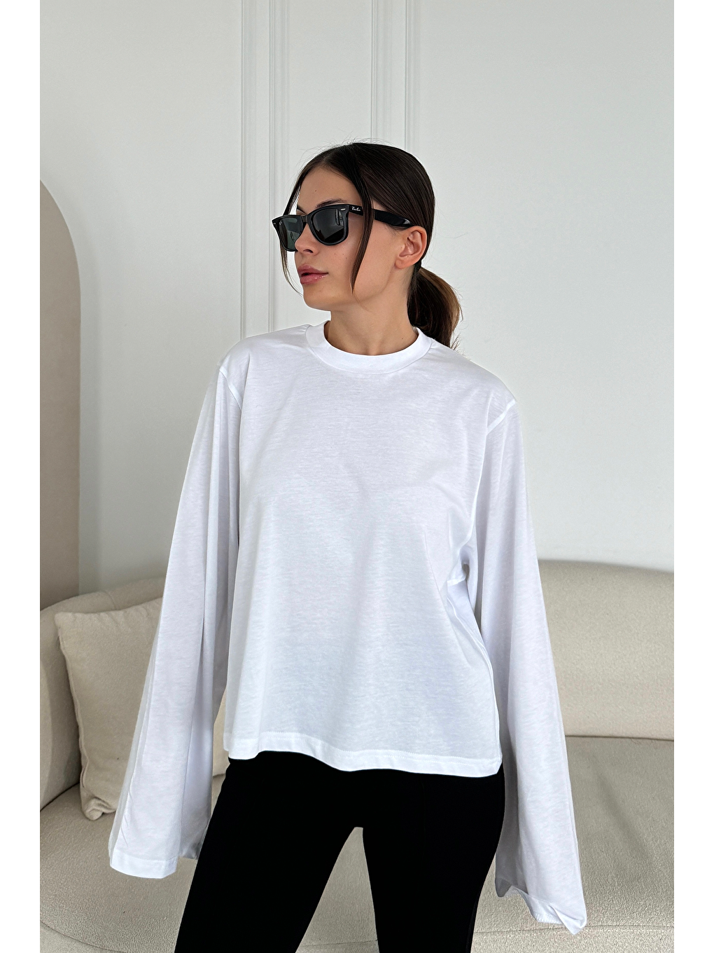Geniş Kol Oversize 2'Li Paket T-Shirt 965 Siyah/Beyaz-4