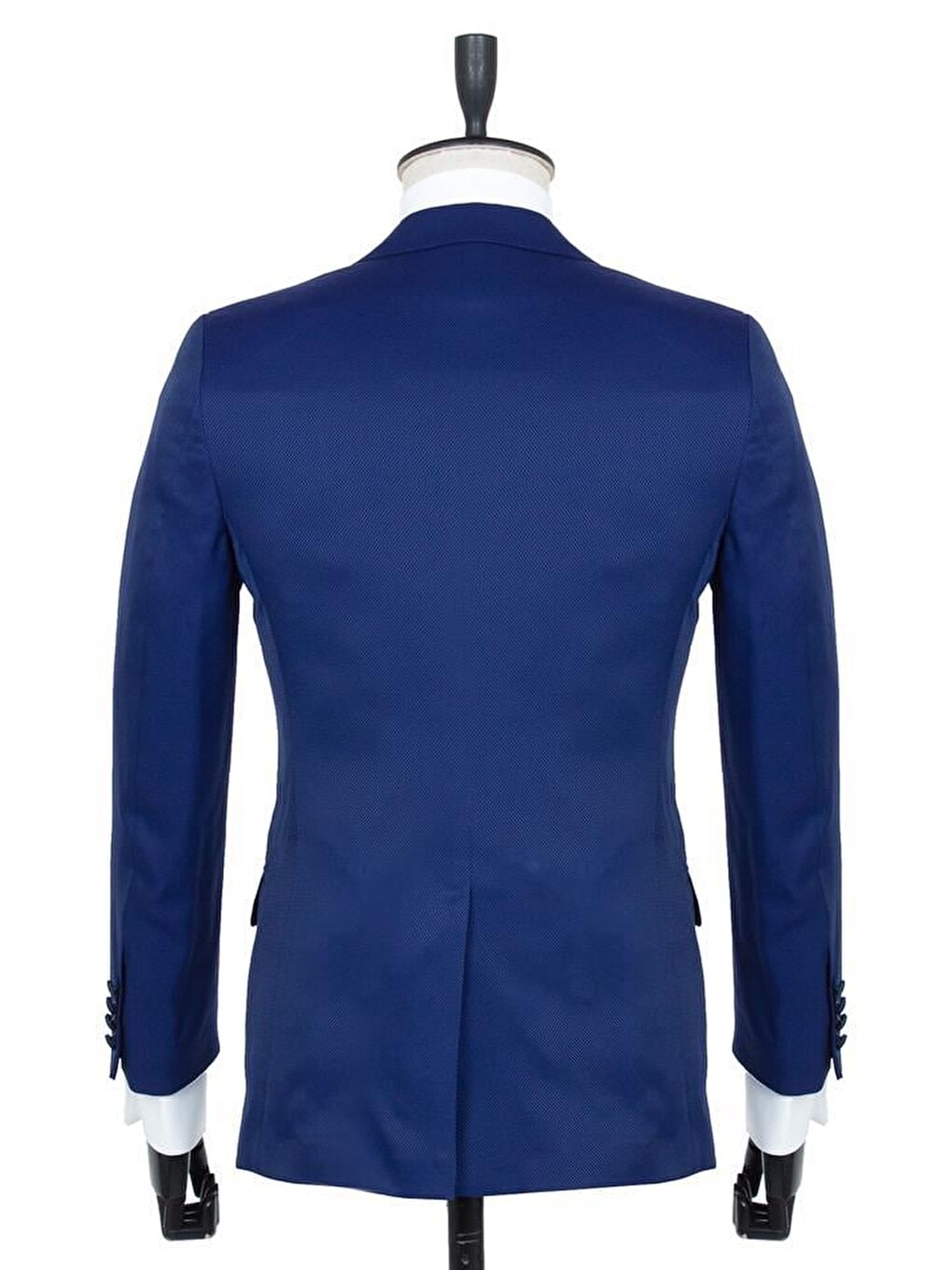 Lacivert Armürlü Mono Yaka Astarlı Yelekli 6 Drop Slim Fit Smokin Damatlık 1001195219-1