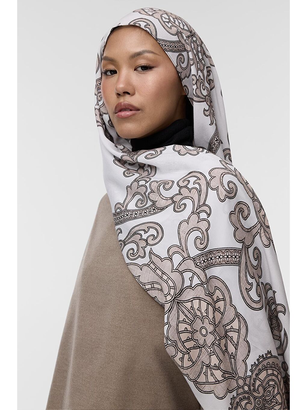 Bej Deluxe Şal Beena Desenli