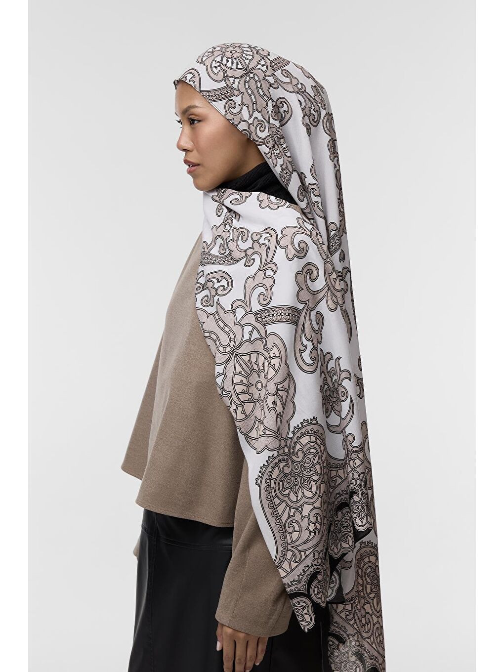 Bej Deluxe Şal Beena Desenli-4