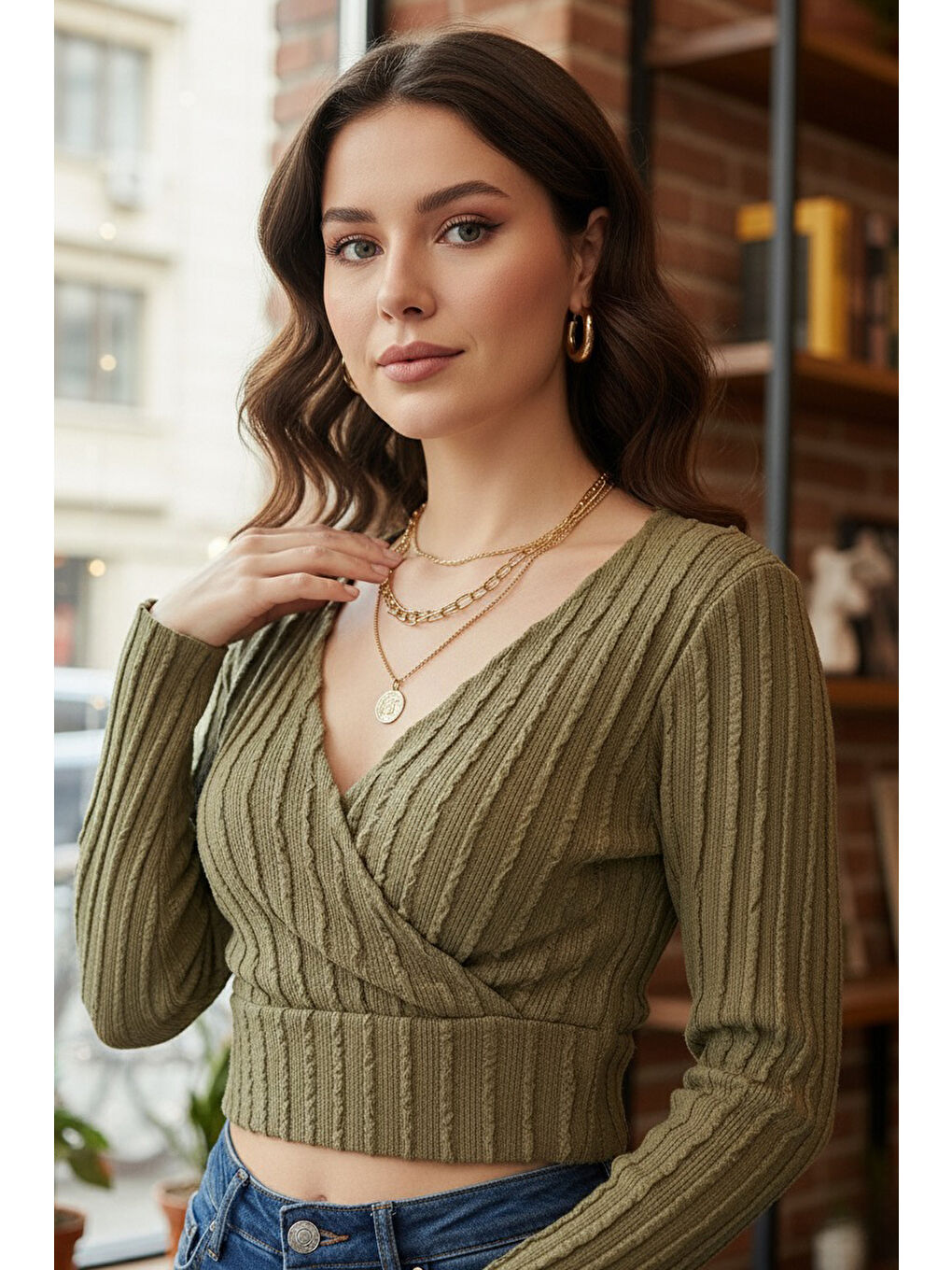 Leysi Crop Haki - 27978-HAKI