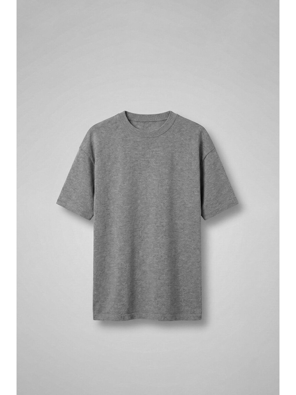 Erkek Oversize Basic Rahat T-Shirt Gri Melanj