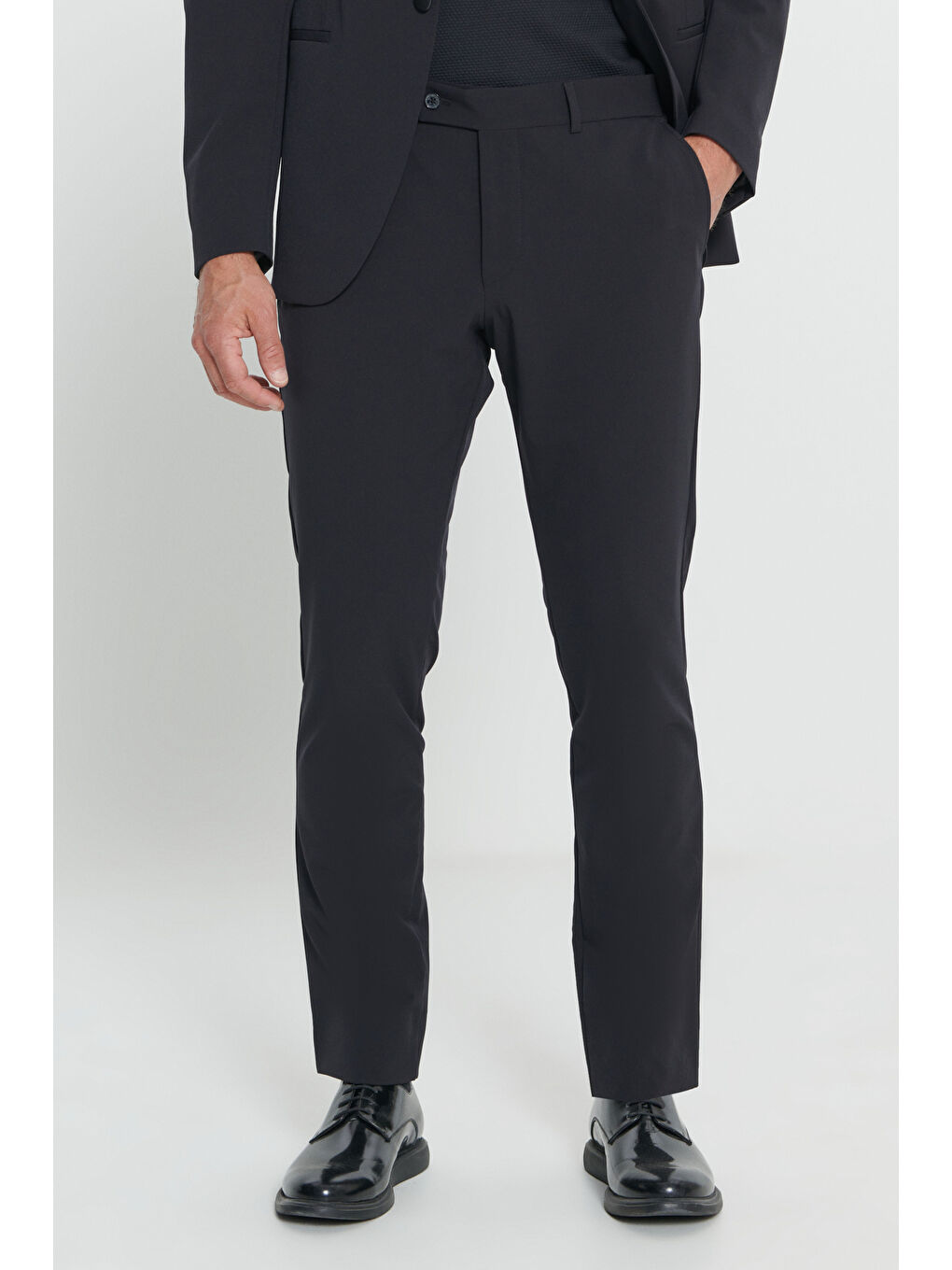 Erkek Siyah Slim Fit Dar Kesim Mono Yaka Smokin Takım-4