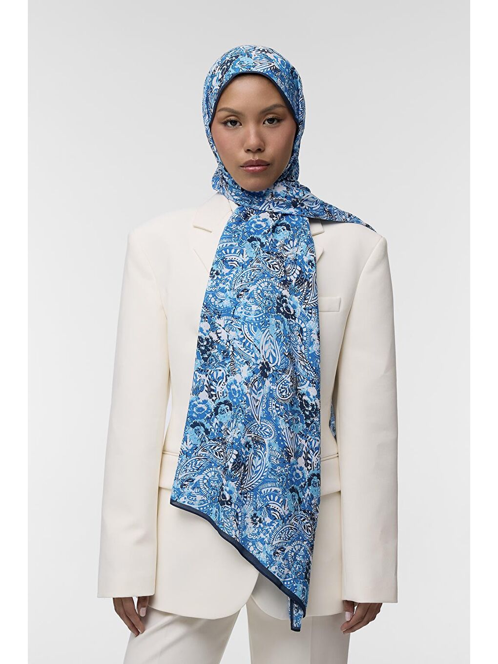 Mavi Deluxe Şal Anisha Desenli-1