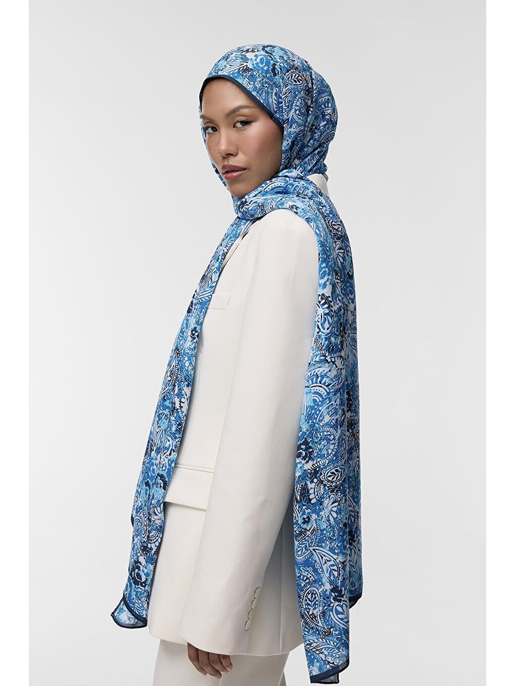 Mavi Deluxe Şal Anisha Desenli-2