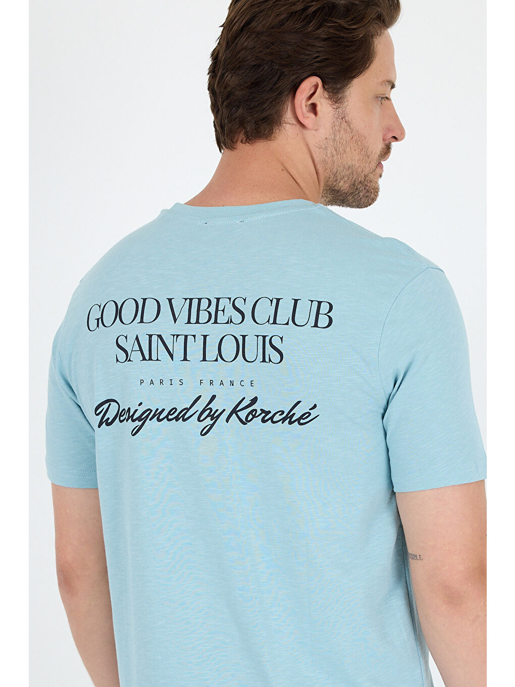 Mavi Bisiklet Yaka Baskılı Penye Erkek %100 Pamuk Tişört-4