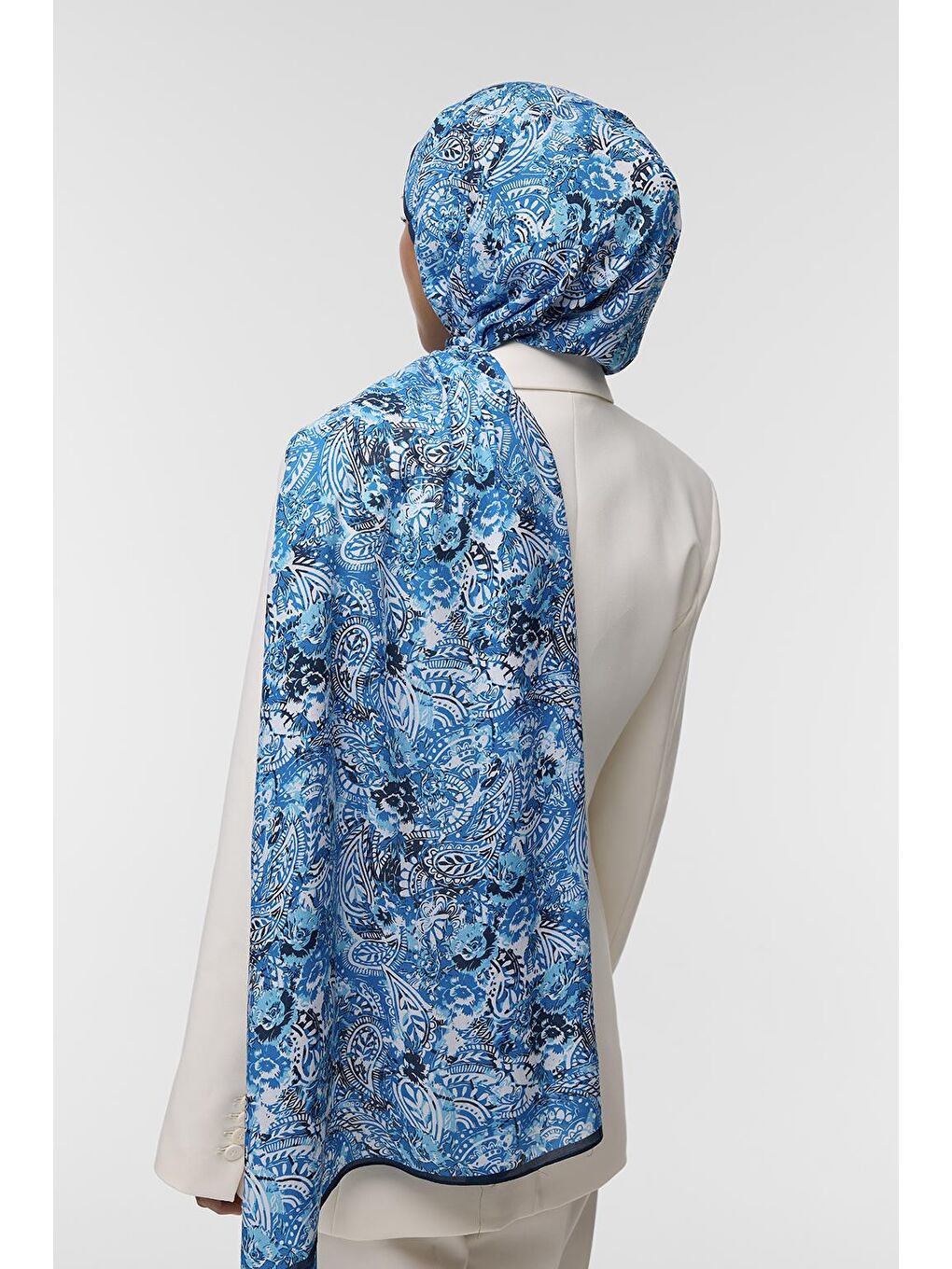 Mavi Deluxe Şal Anisha Desenli-4