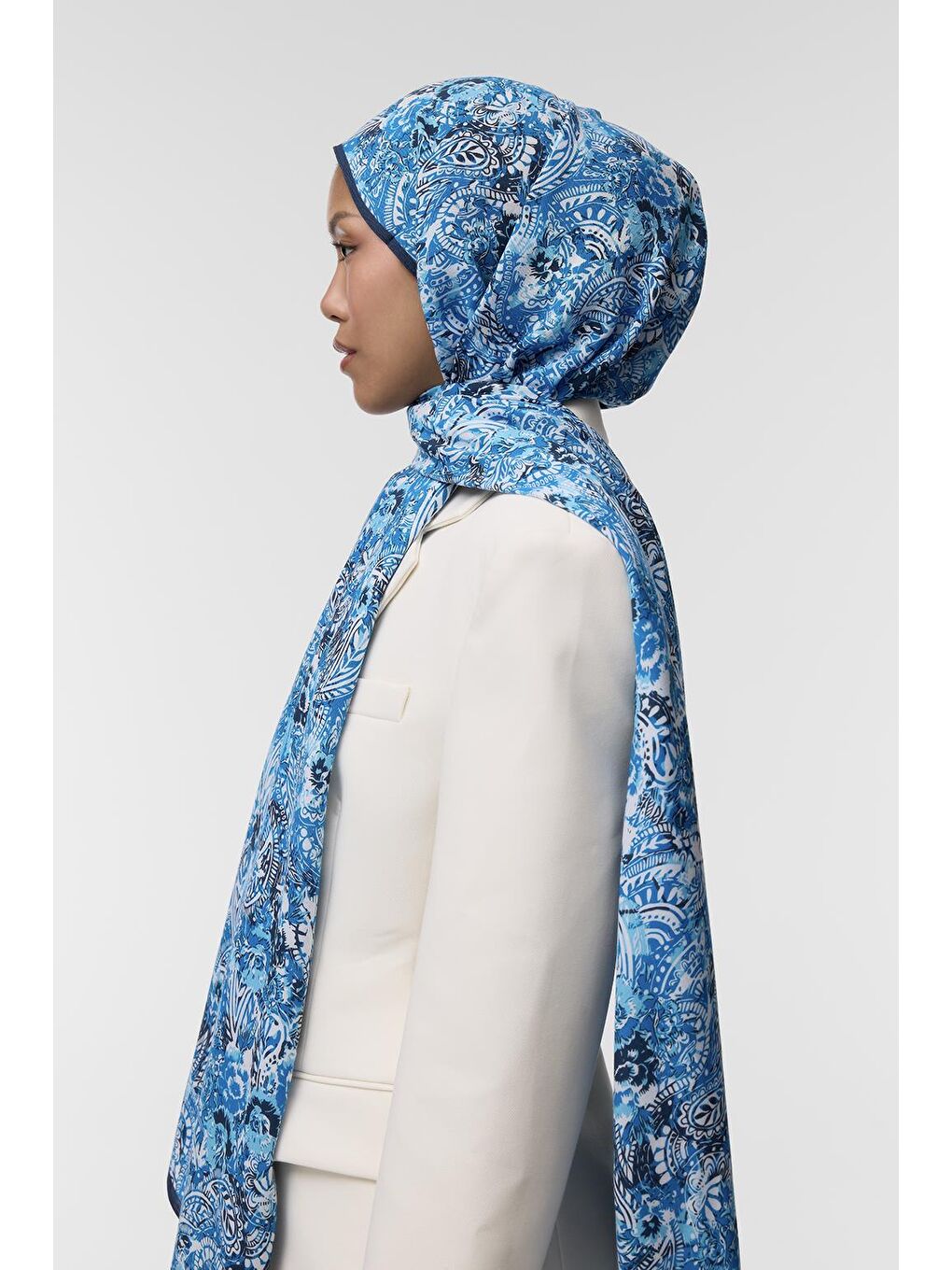 Mavi Deluxe Şal Anisha Desenli-5