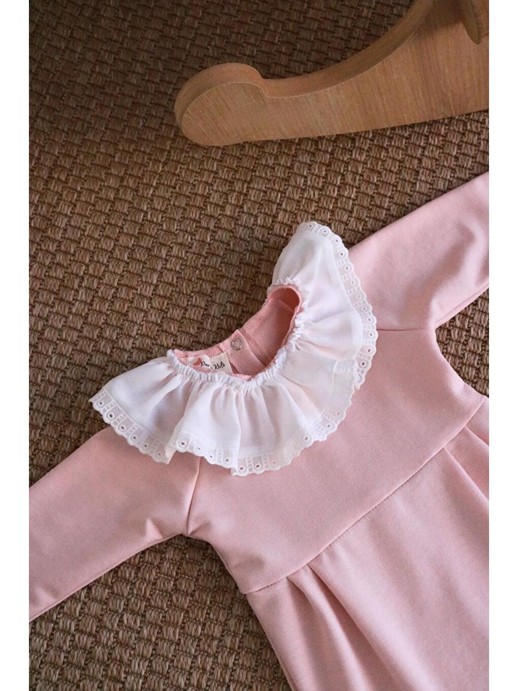 Pembe Kız Bebek Fisto Detay Uzun Kollu Çıtçıtlı Yakalı Tulum-5