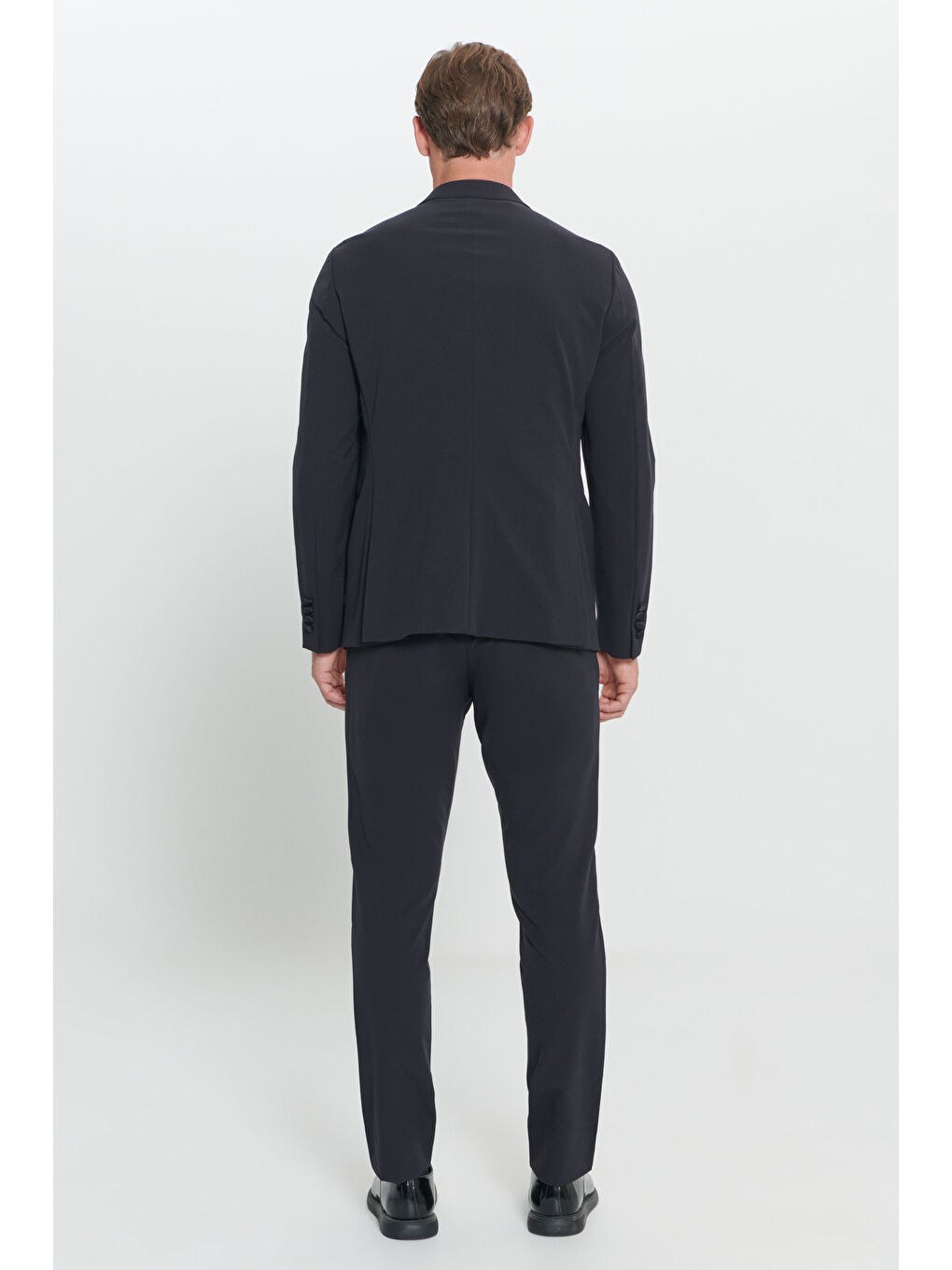 Erkek Siyah Slim Fit Dar Kesim Mono Yaka Smokin Takım-5