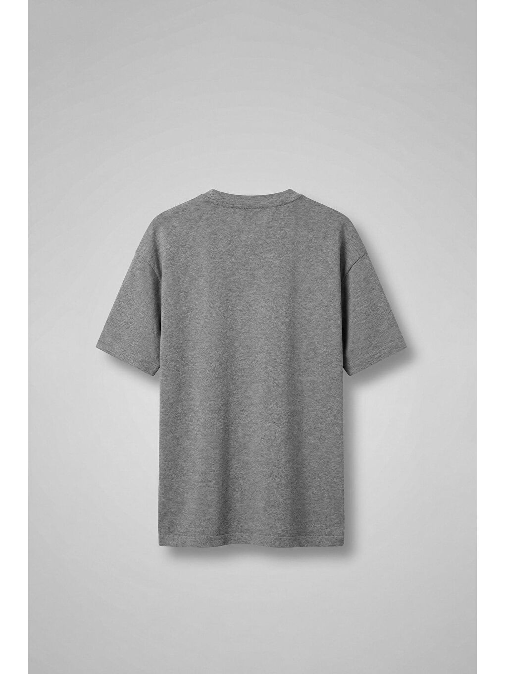 Erkek Oversize Basic Rahat T-Shirt Gri Melanj-1