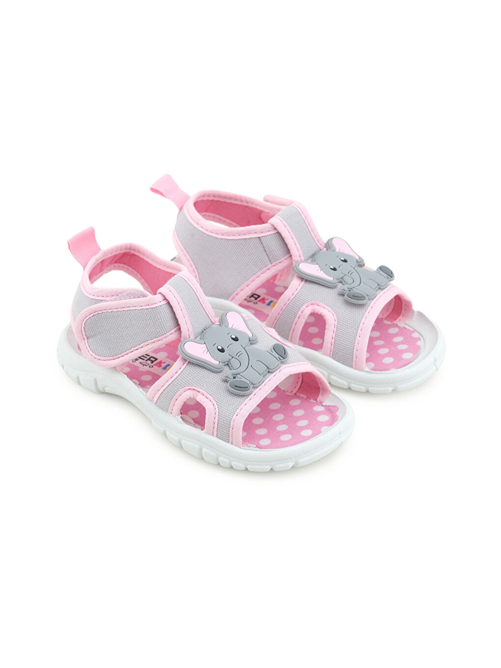 Gri Kız Çocuk Bilekten Cırtlı Ayarlanabilir PVC Rahat Esnek Taban Günlük Sandalet-2