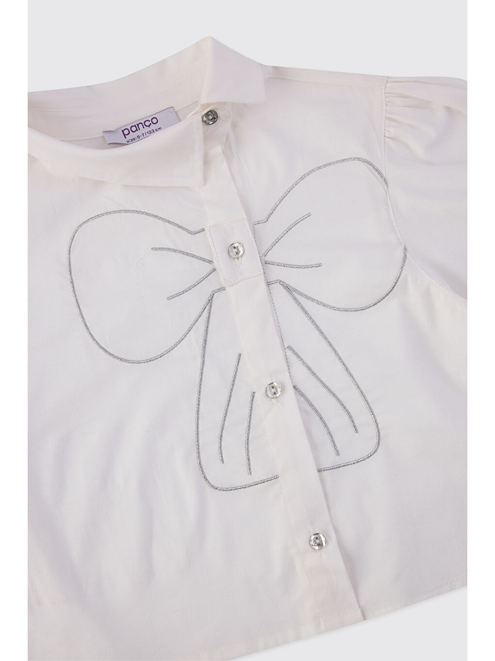 Pembe Kız Çocuk Fiyonk Detaylı Pudra Gömlek-2