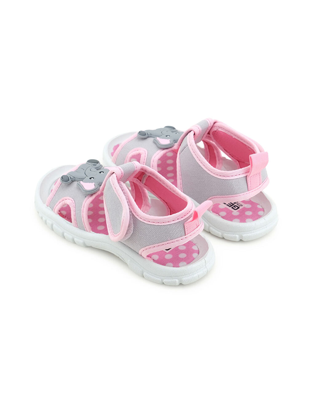 Gri Kız Çocuk Bilekten Cırtlı Ayarlanabilir PVC Rahat Esnek Taban Günlük Sandalet-3