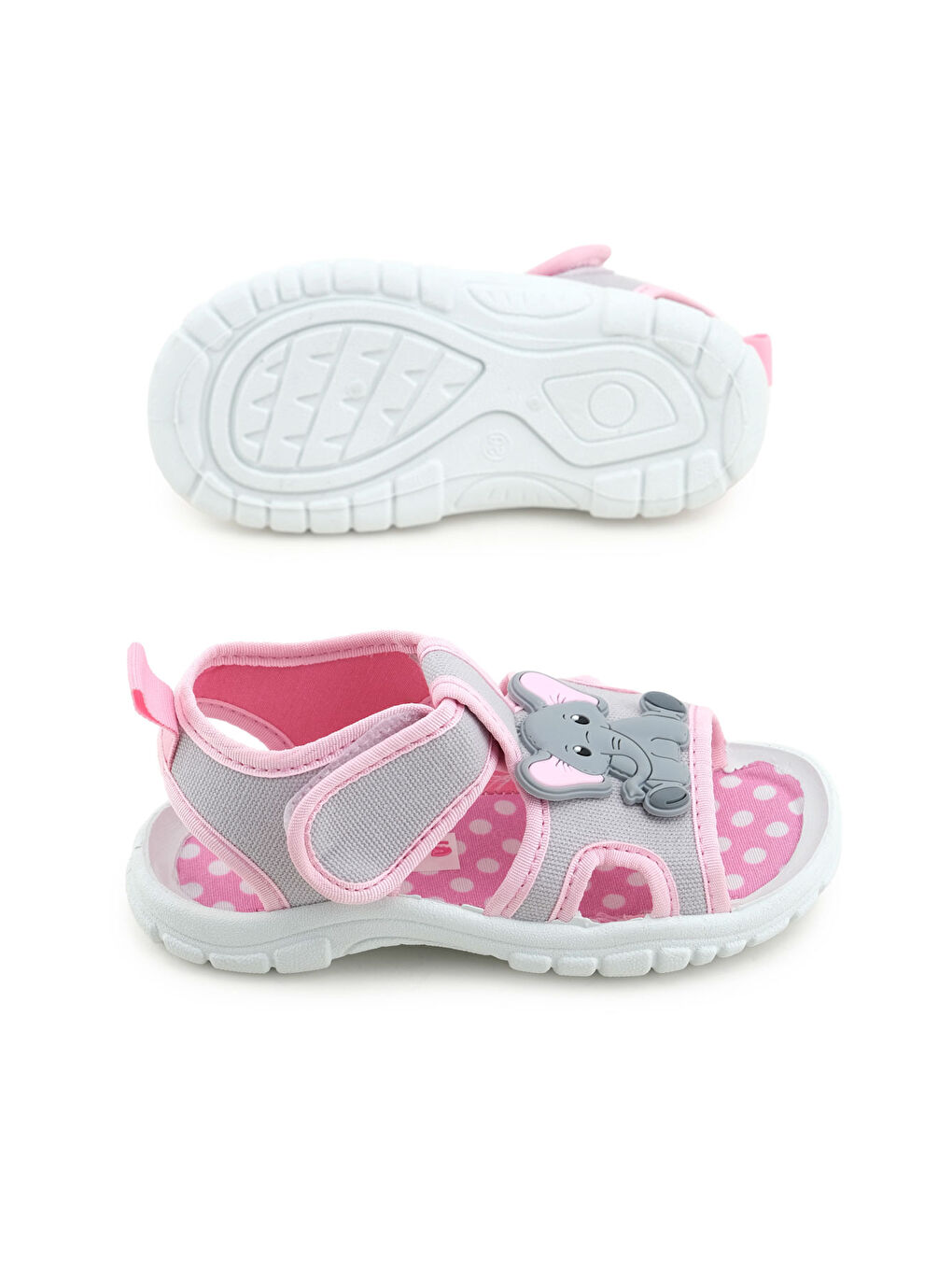 Gri Kız Çocuk Bilekten Cırtlı Ayarlanabilir PVC Rahat Esnek Taban Günlük Sandalet-4