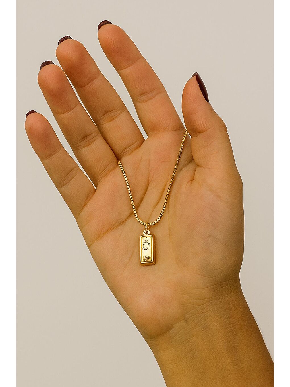 Sarı Külçe Altın Detaylı Unisex Kolye-2