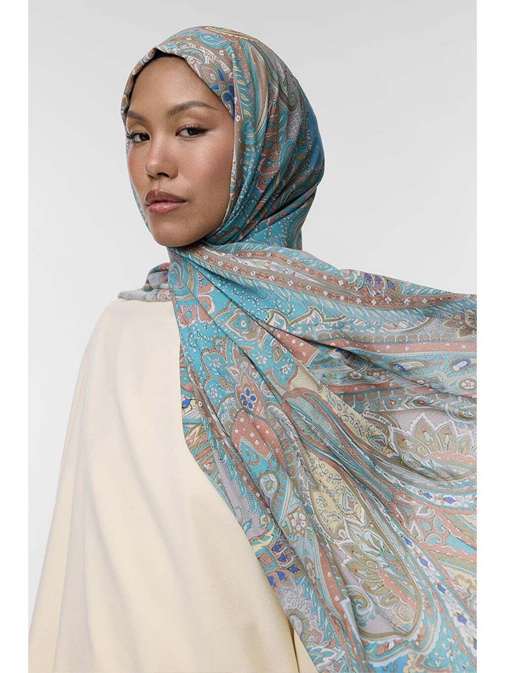 Turkuaz Deluxe Şal Minal Desenli