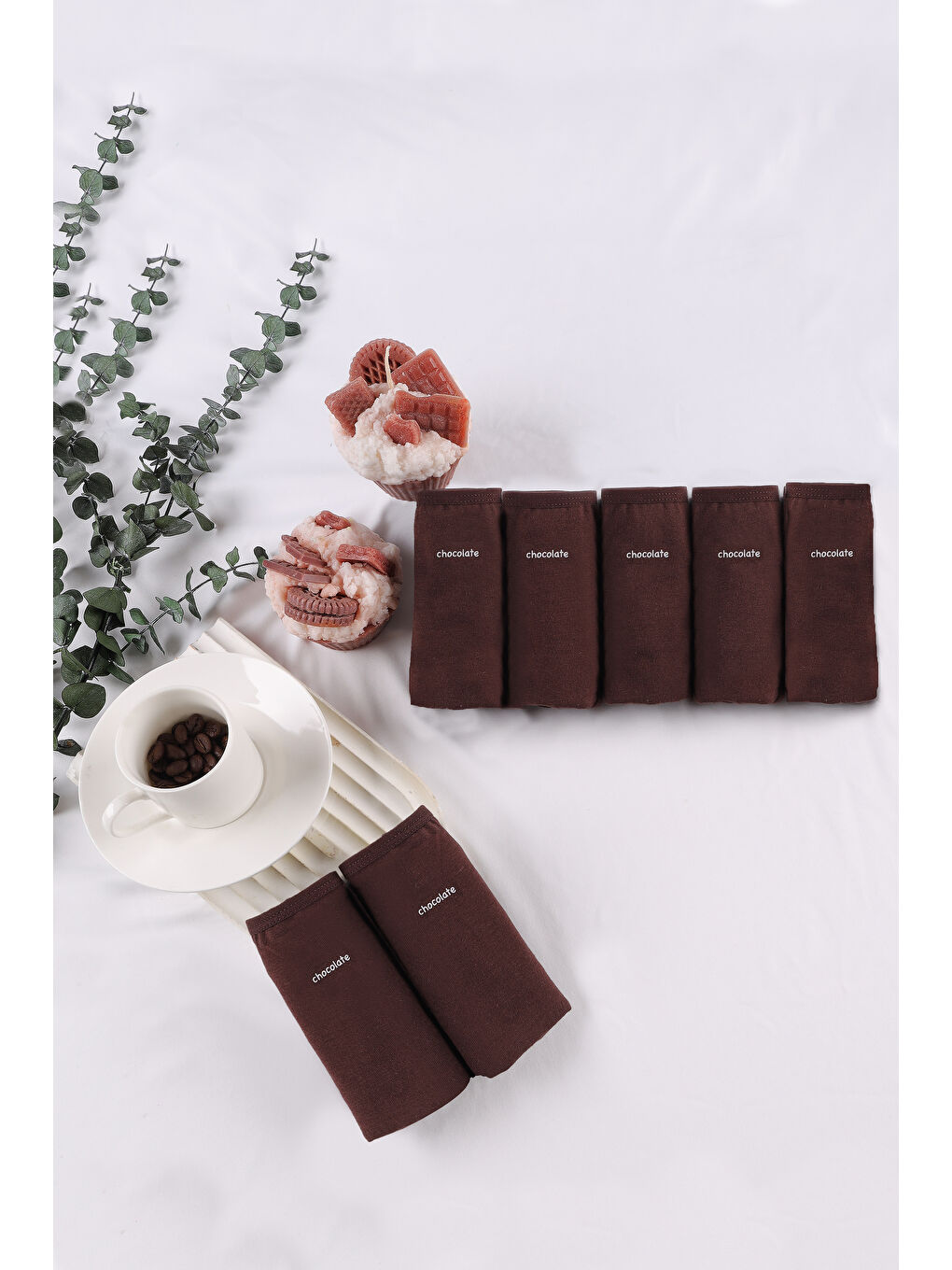 Kahverengi Kadın 7'li Desenli Pamuklu Elastanlı Külot