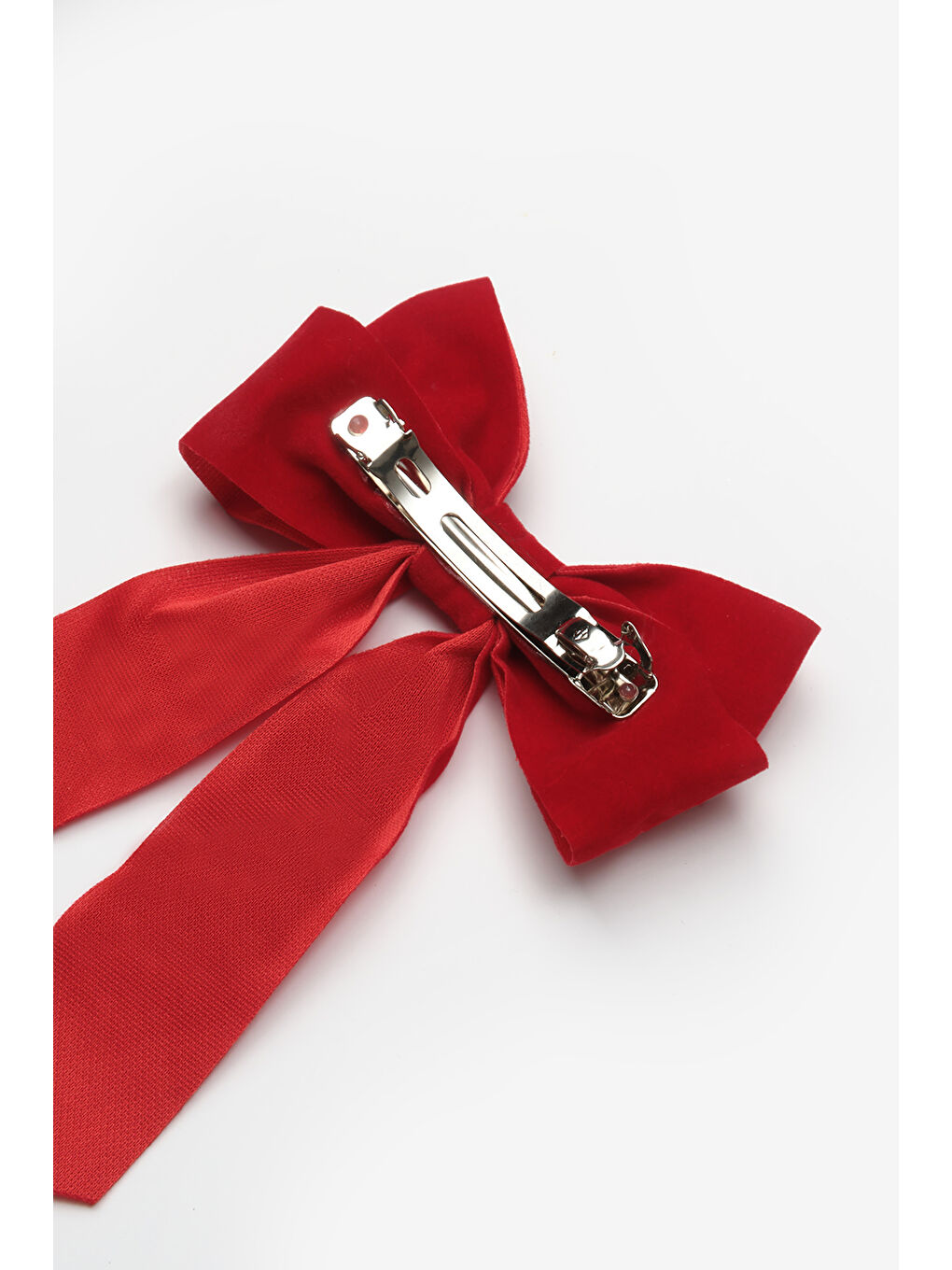 Kırmızı Kadife Fiyonk Kız Çocuk Otomatik Toka-1