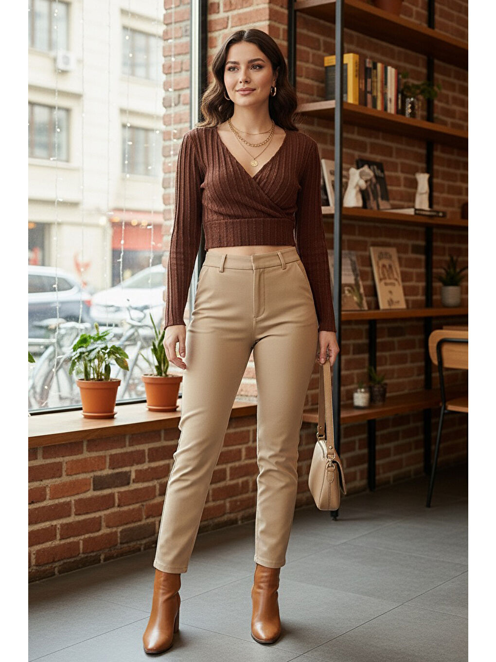 Kahverengi Leysi Crop Kahve - 27978-KAHVE-1