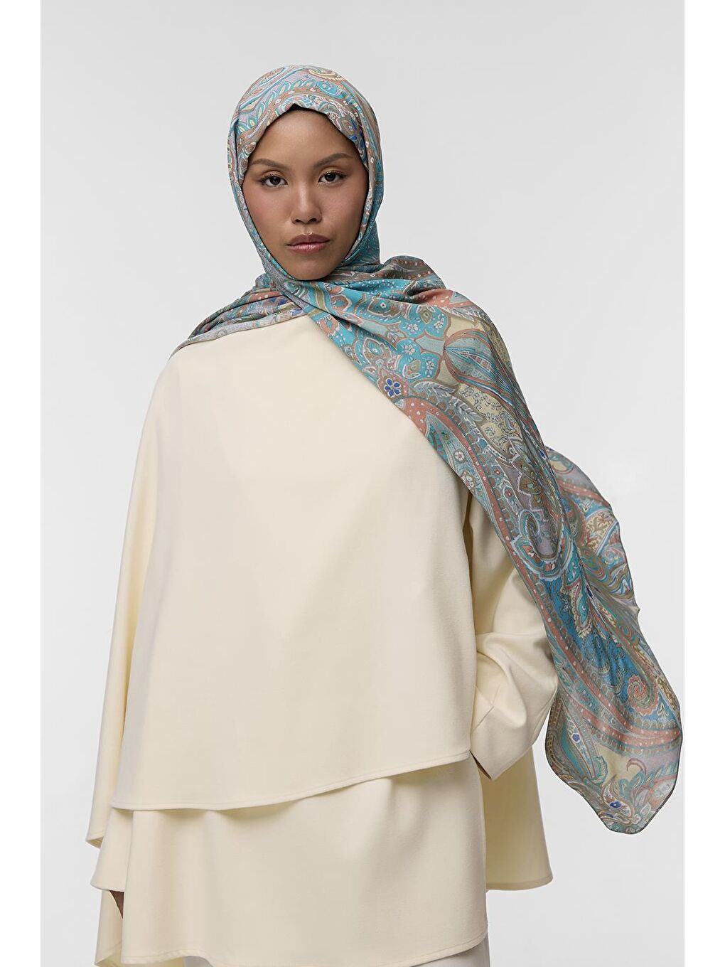 Turkuaz Deluxe Şal Minal Desenli-2