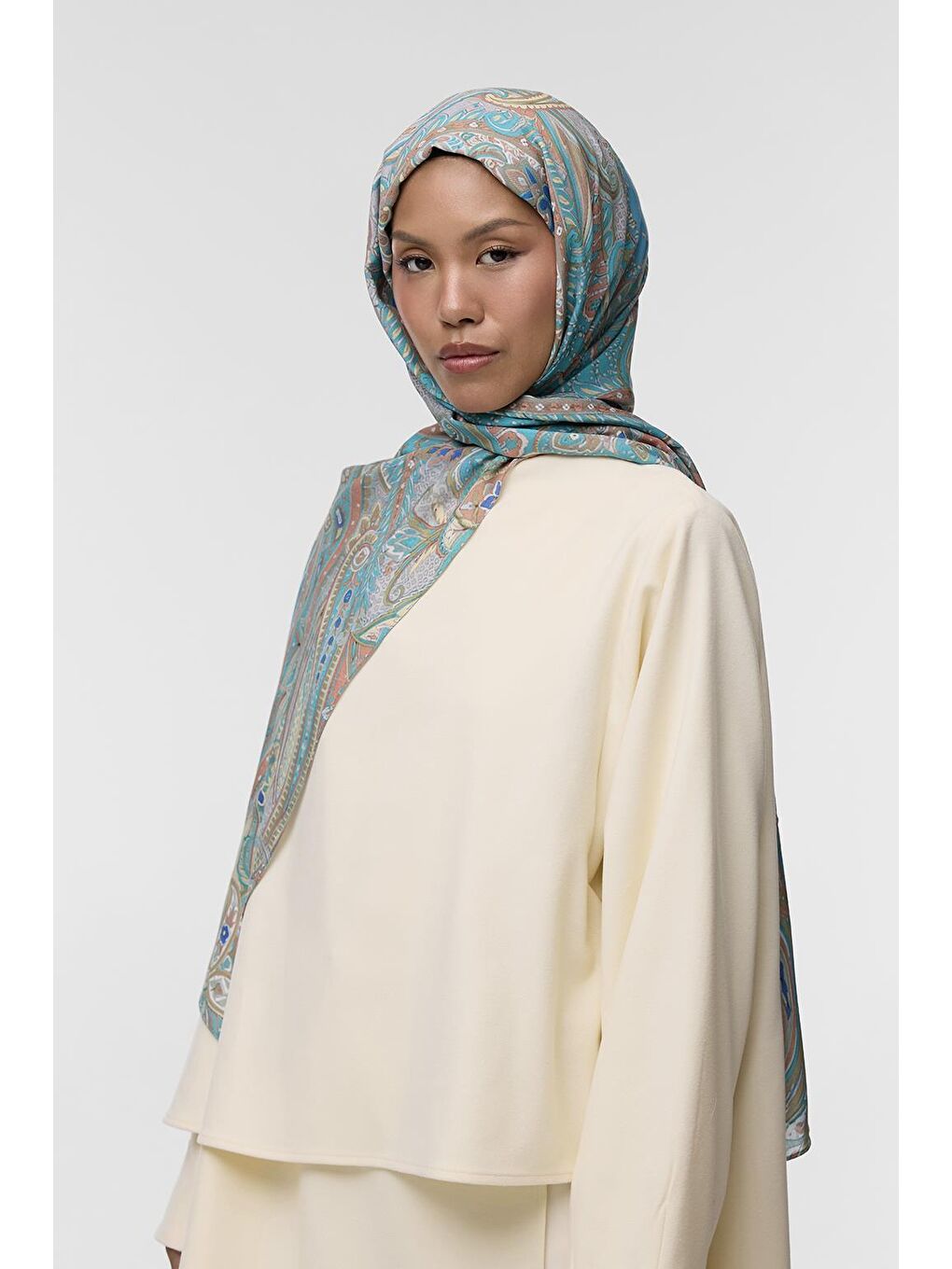 Turkuaz Deluxe Şal Minal Desenli-4