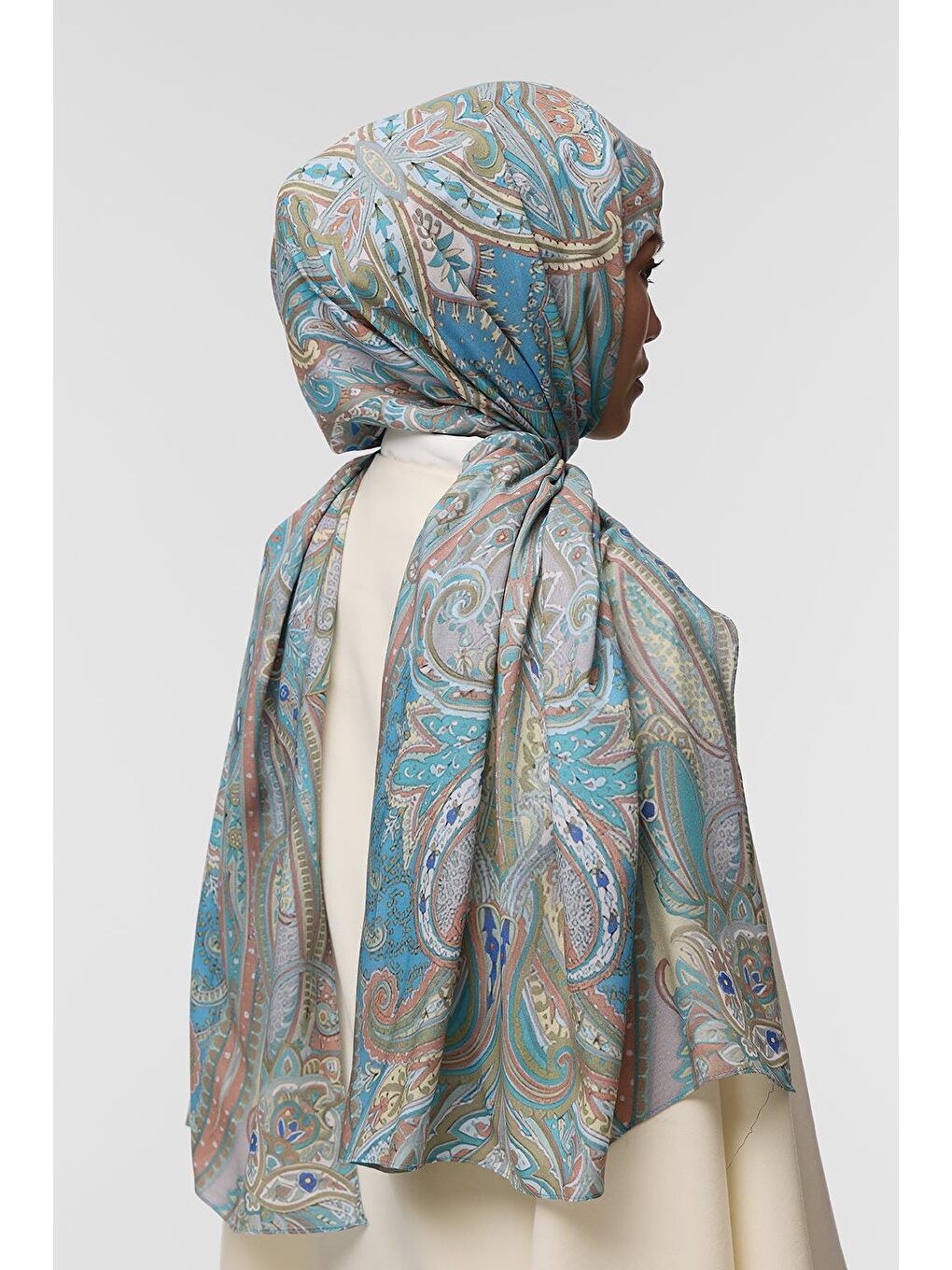 Turkuaz Deluxe Şal Minal Desenli-7