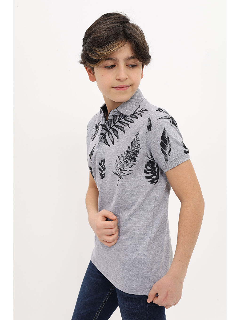 Gri Erkek Çocuk Baskılı Tişört-2