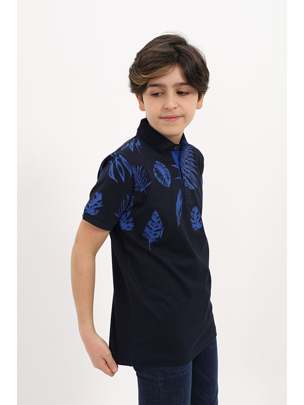 Lacivert Erkek Çocuk Baskılı Tişört-1
